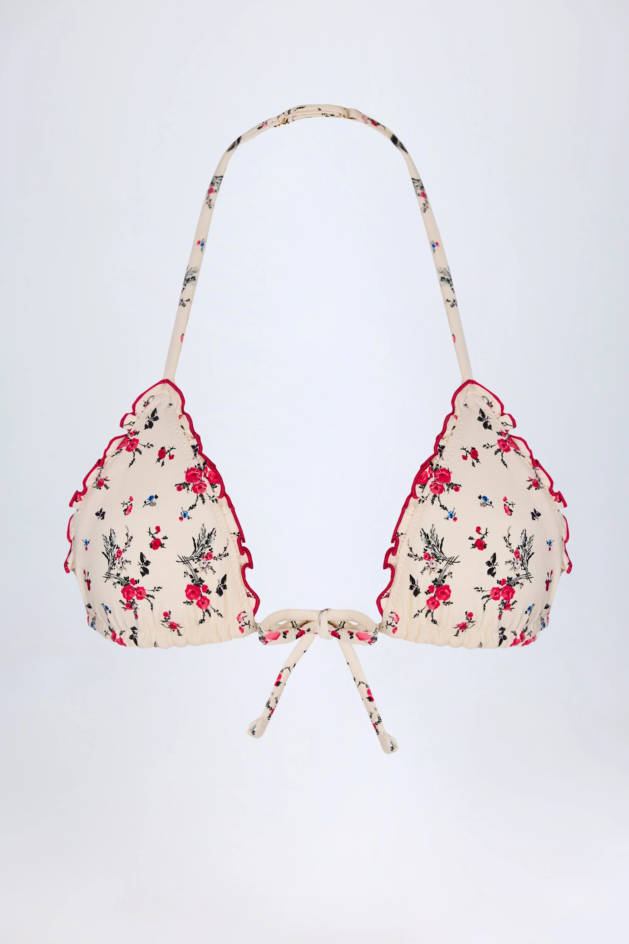 Micro Triangle Bikini Top in Red Floral - Image 4