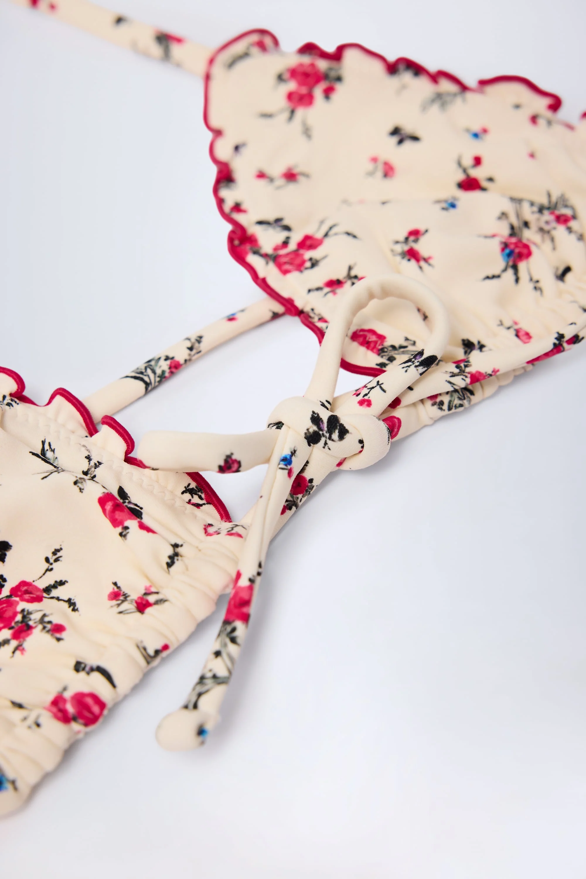 Micro Triangle Bikini Top in Red Floral - Image 6