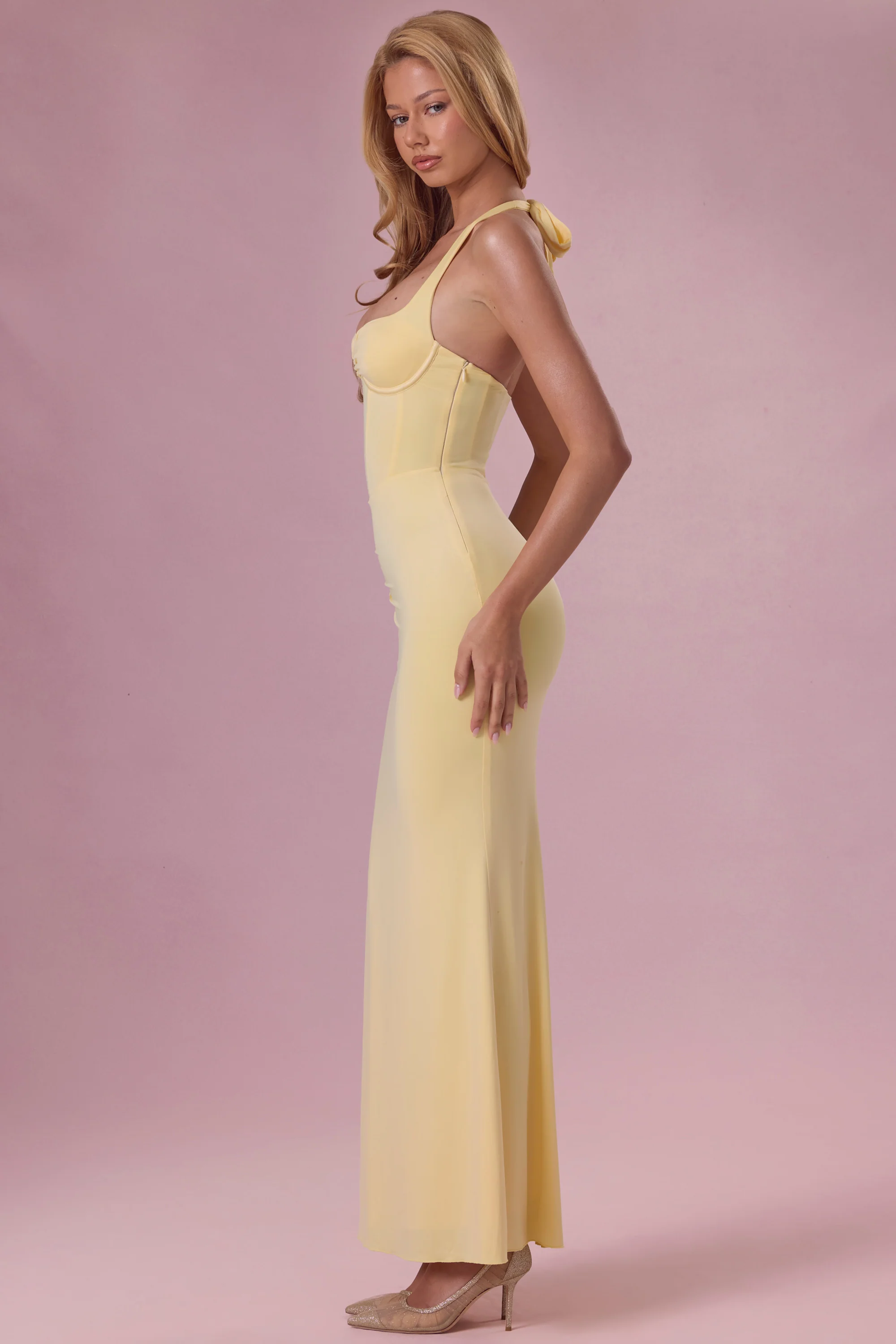 Jersey Corset Bridesmaid Dress in Butter Yellow - Image 6