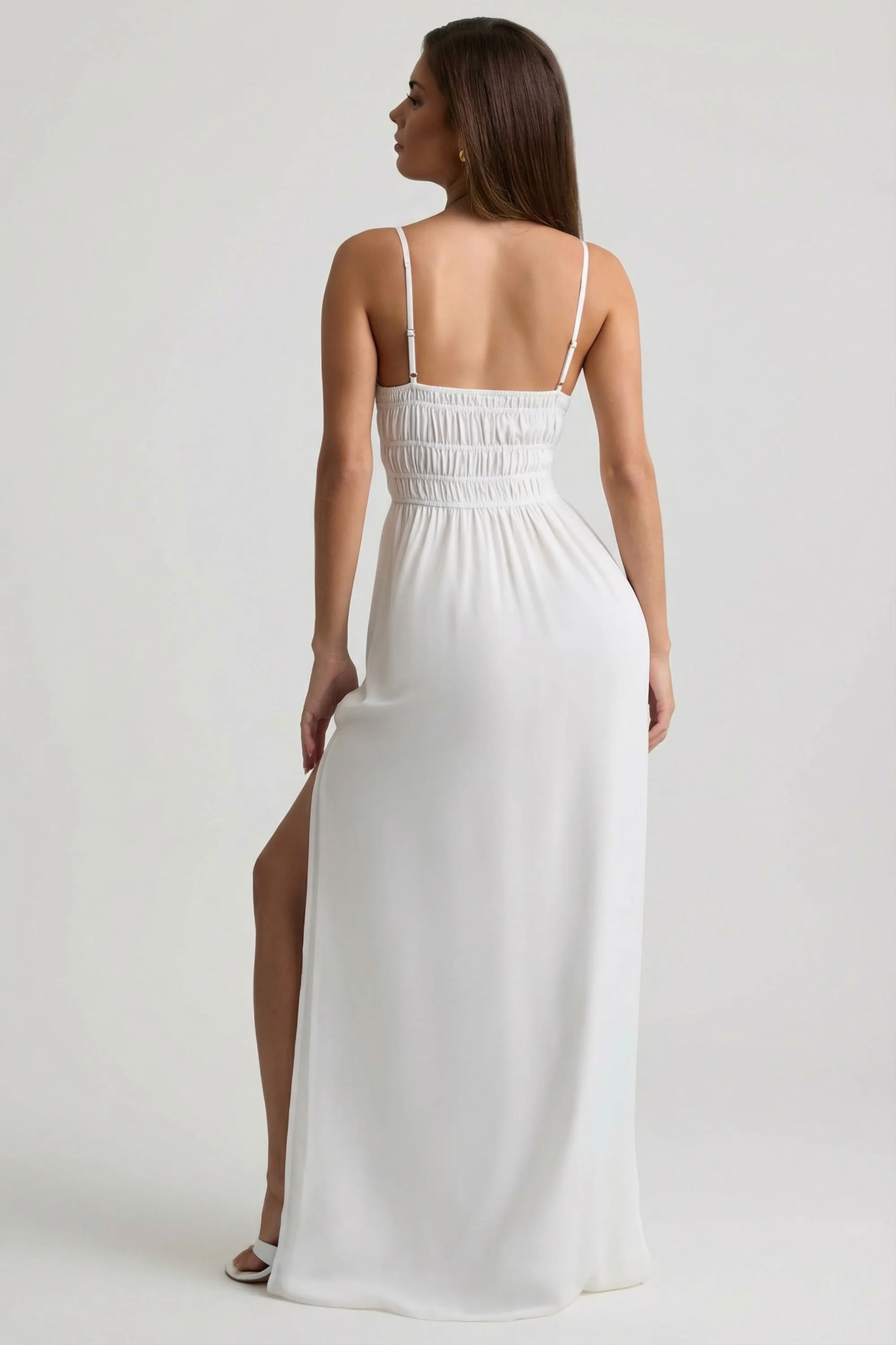 Shirred Camisole Maxi Dress in White - Image 4