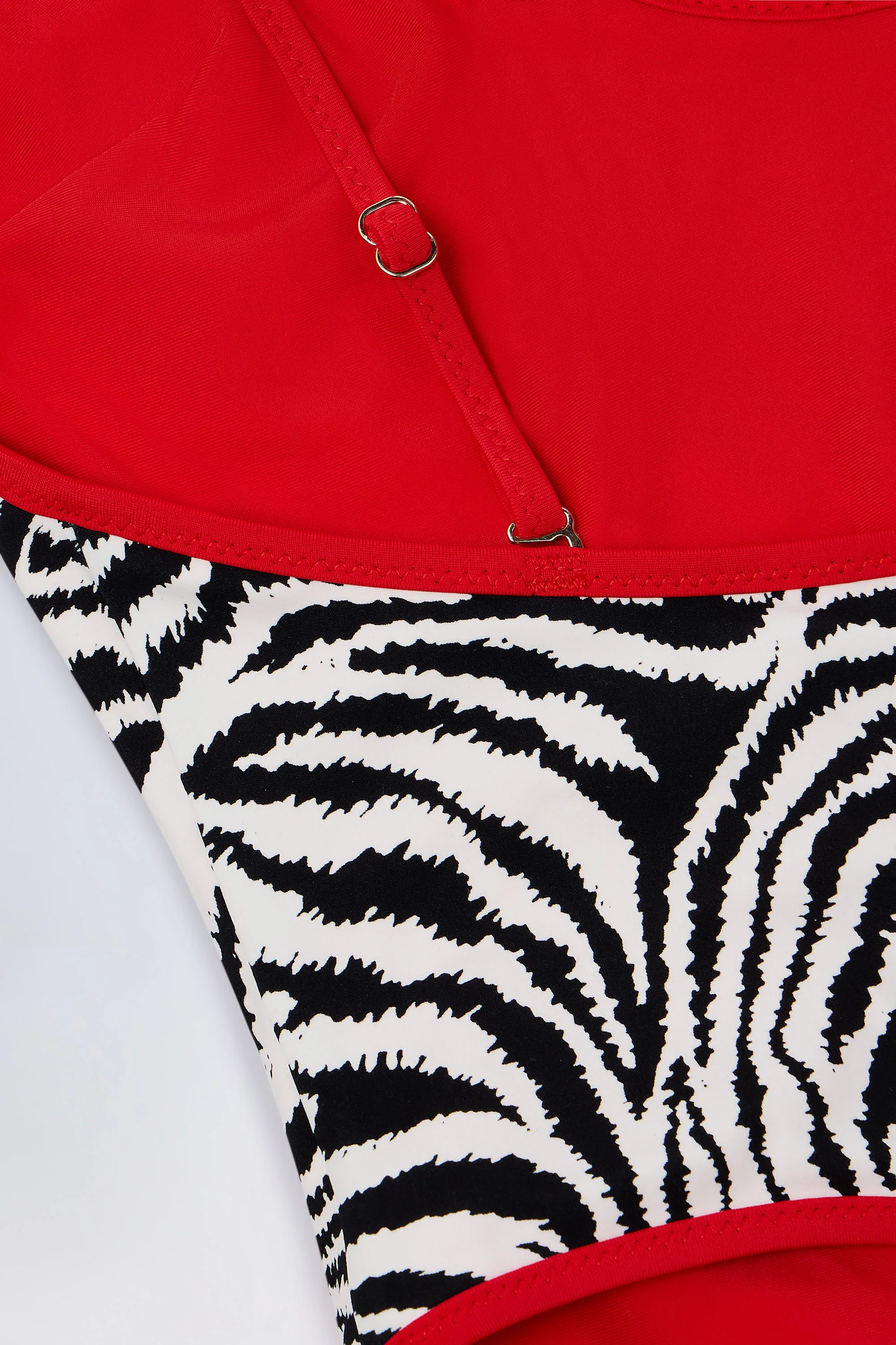 Charm-Detail Cross-Back Swimsuit in Zebra Print - Image 6