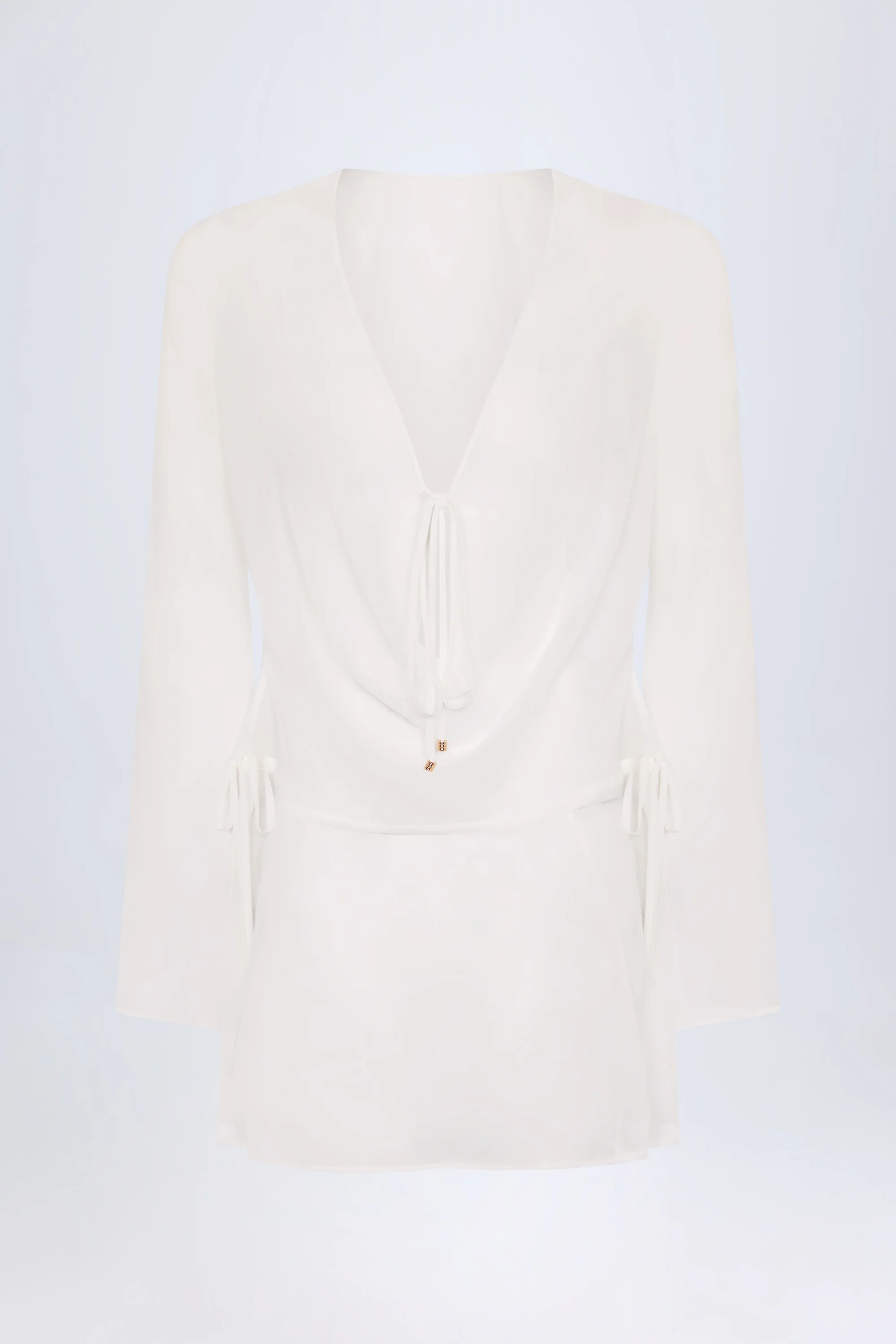 Cowl-Neck Mini Dress in White - Image 3