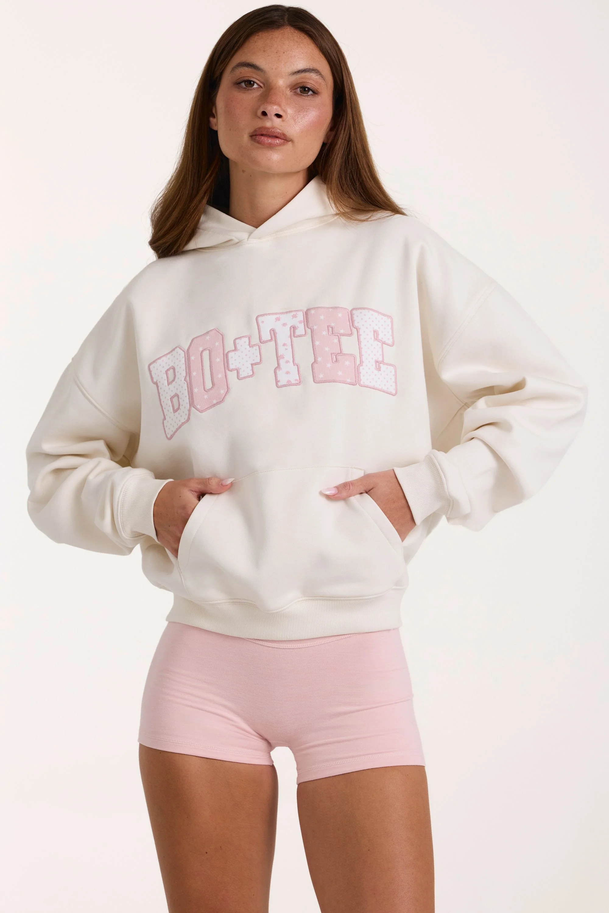 Oversized Applique Hoodie in Ivory - Image 5