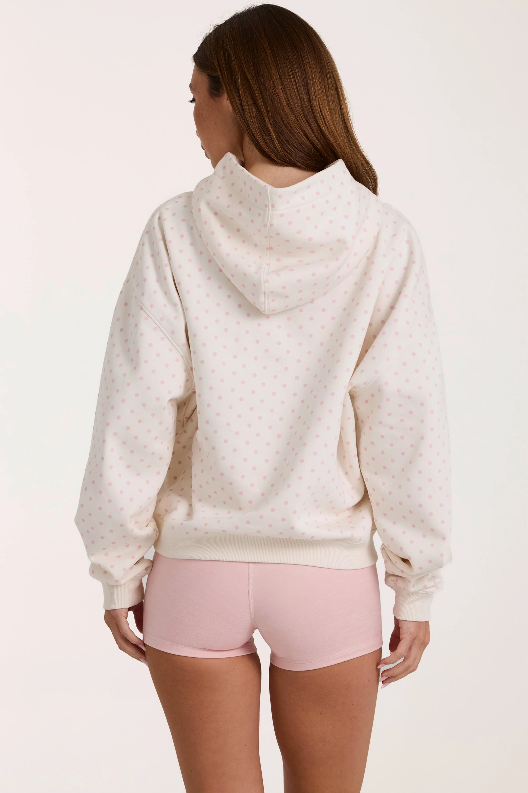 Oversized Applique Hoodie in Ivory Polka Dot - Image 2