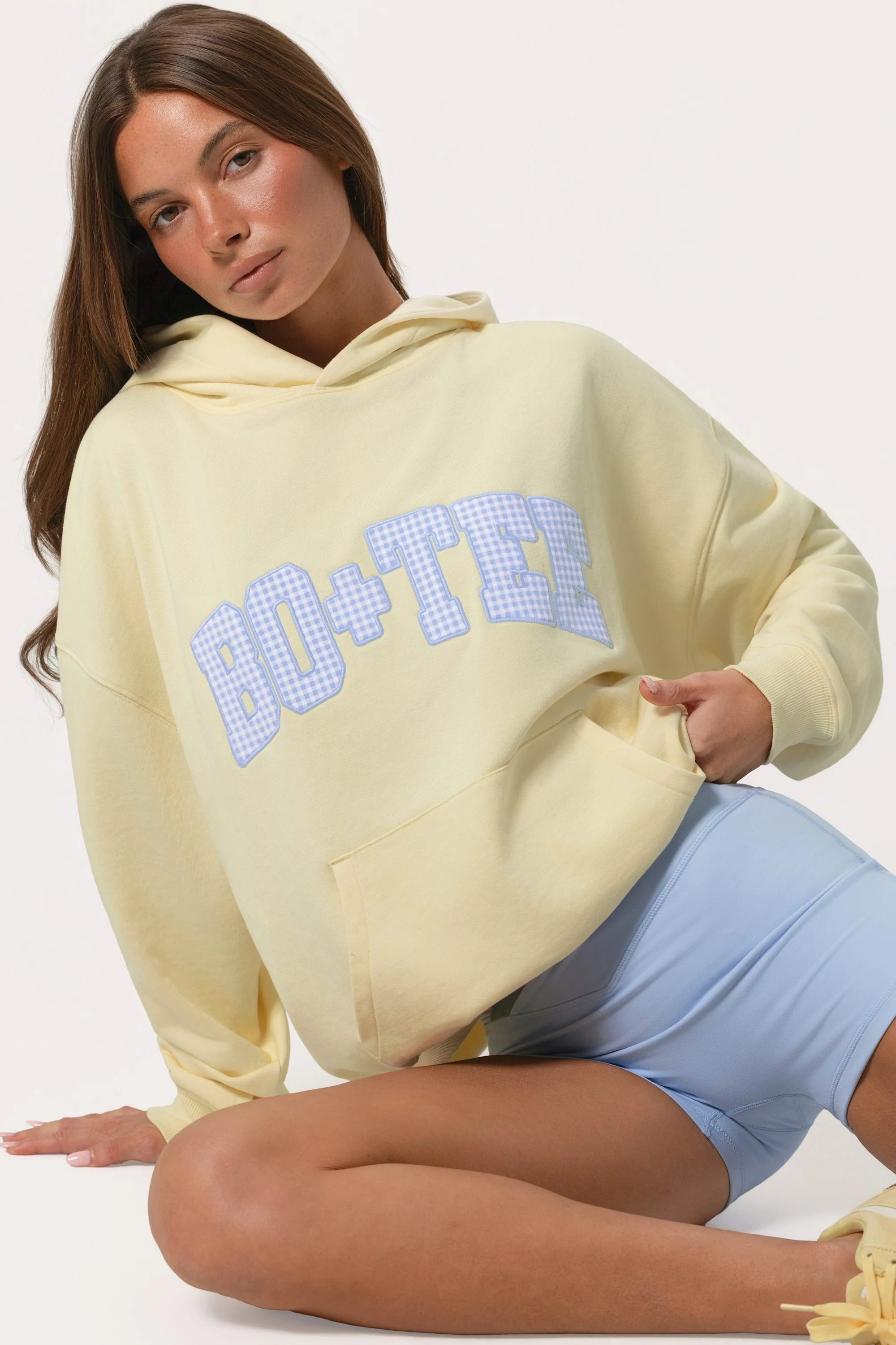 Oversized Applique Hoodie in Lemon - Image 4
