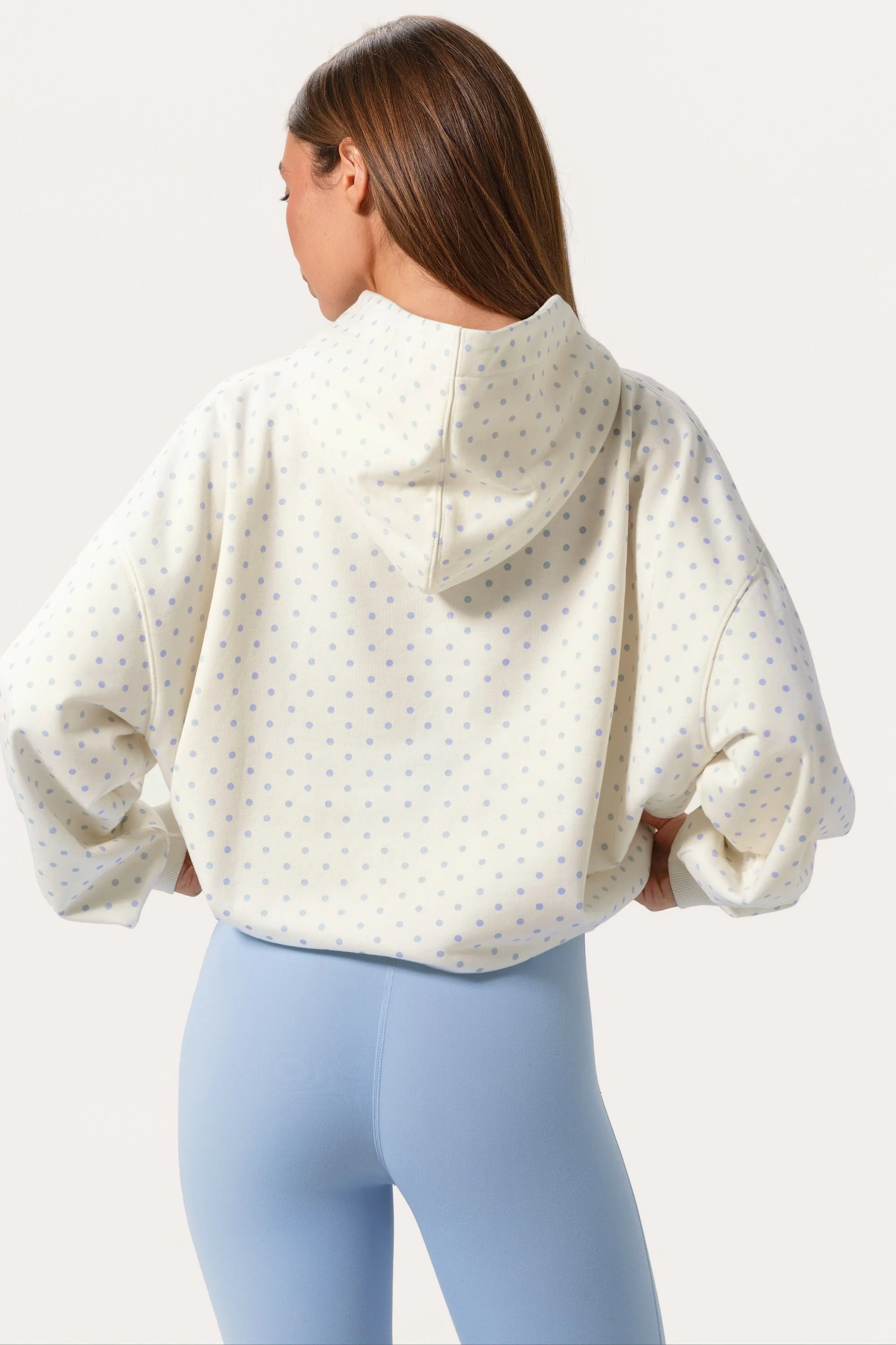 Oversized Applique Hoodie in Milk Polka Dot - Image 2