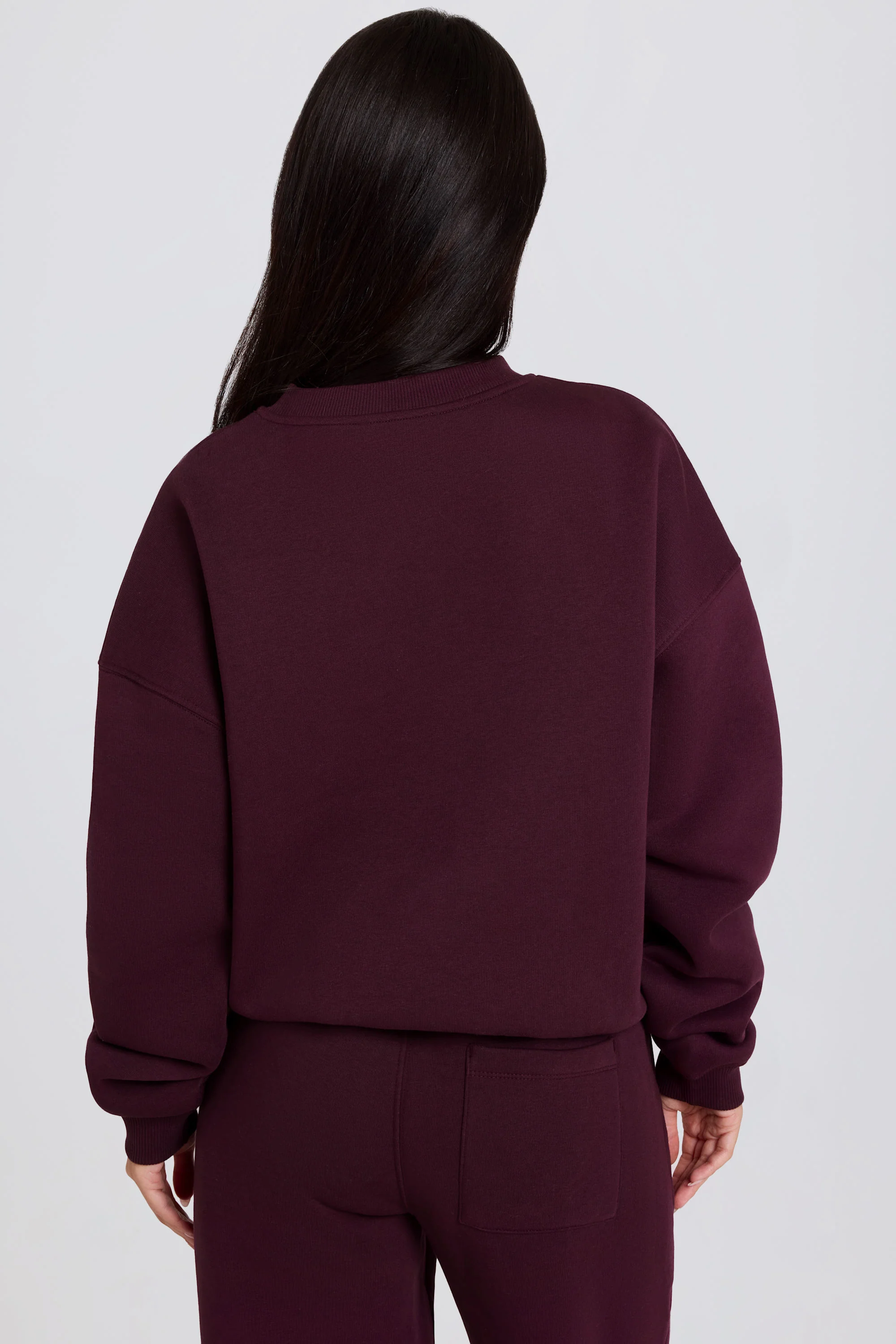 Oversized Crew-Neck Jumper in Burgundy - Image 2
