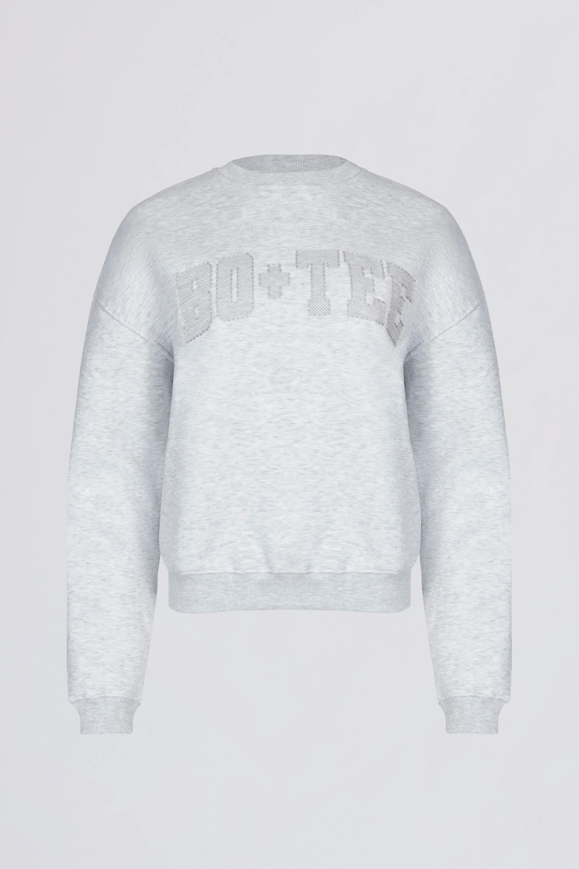 Oversized Crew-Neck Jumper in Grey Marl - Image 3
