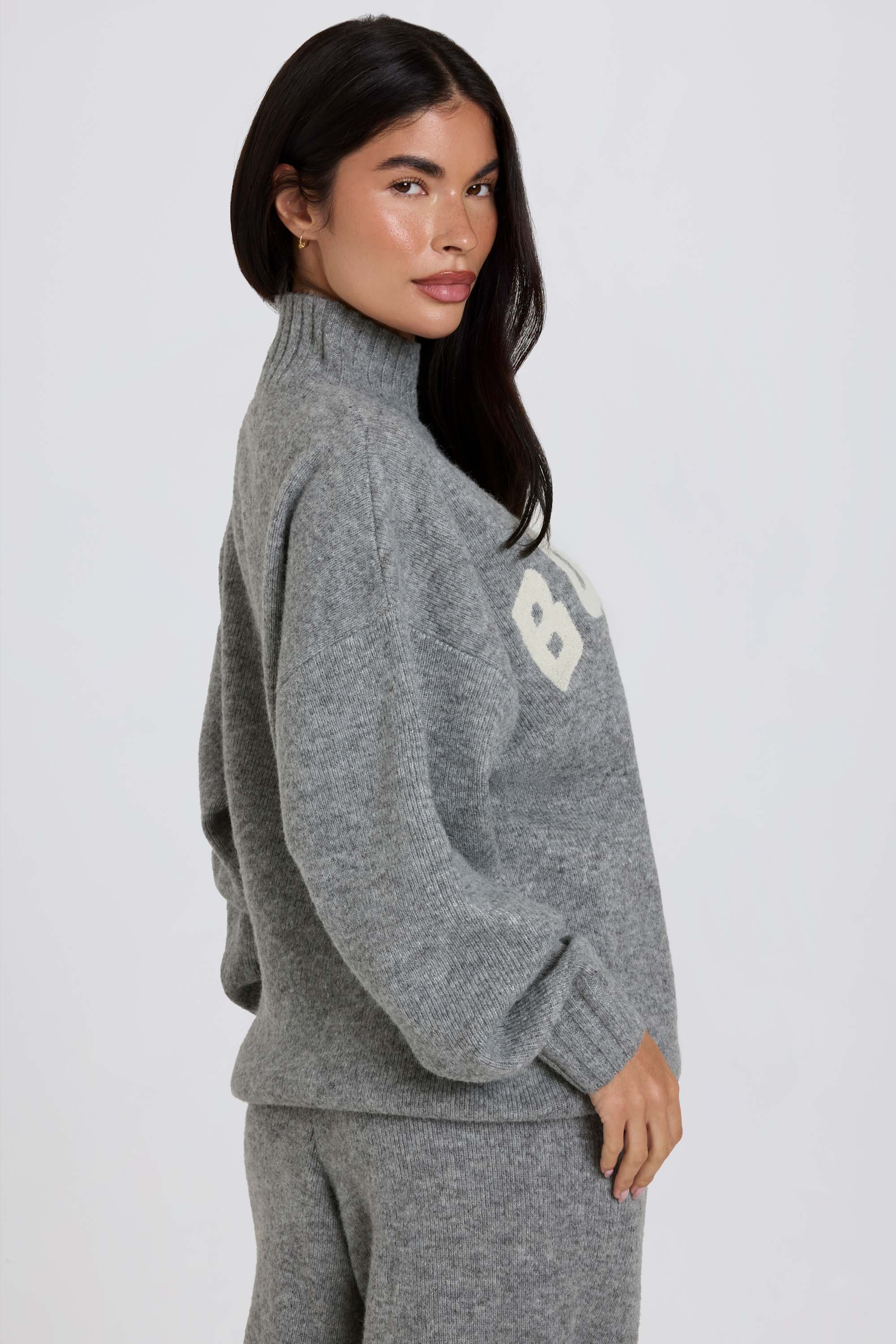 Soft Knit Oversized Jumper in Grey - Image 2