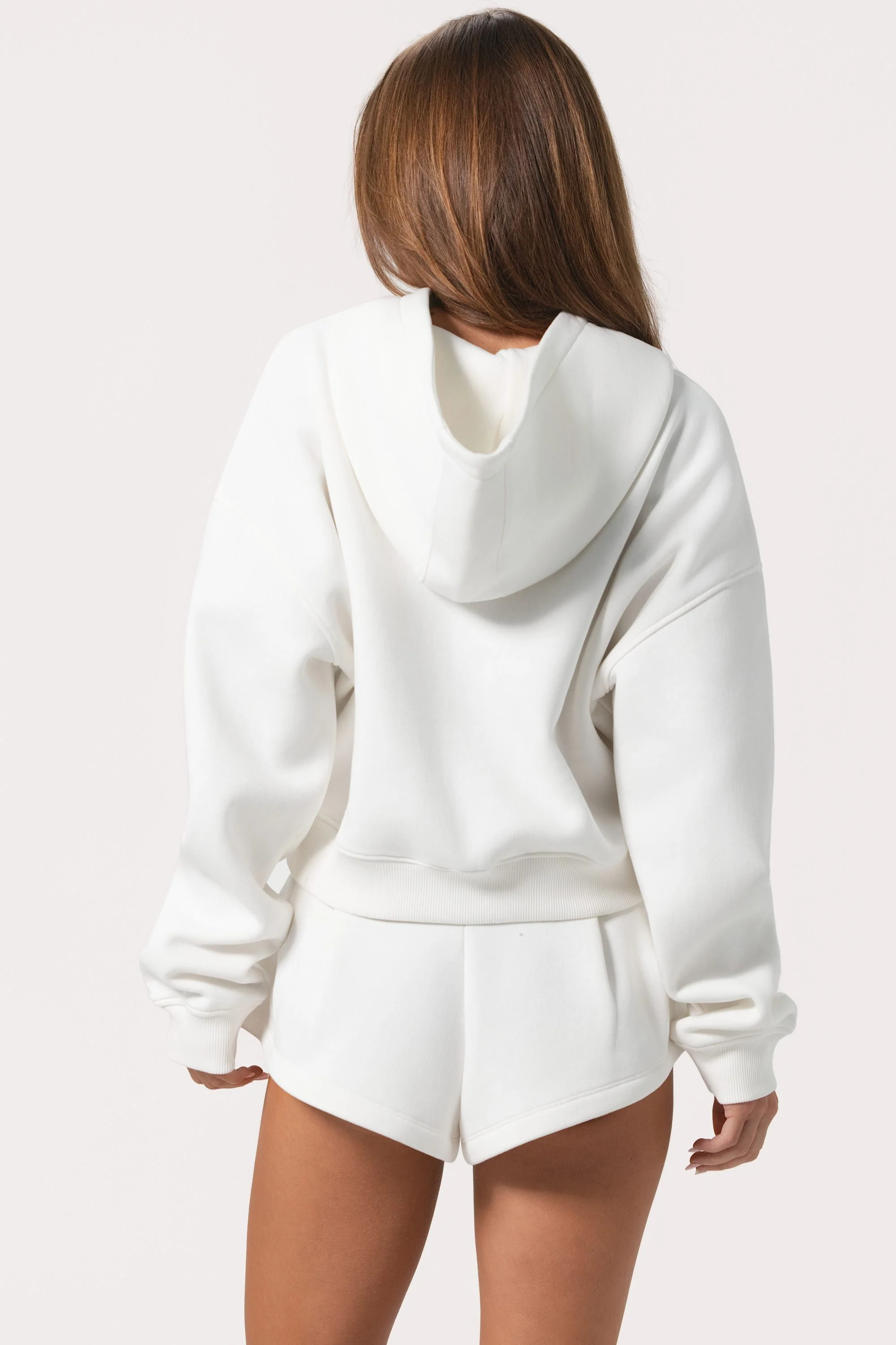 Oversized Zip-Up Hoodie  in Milk - Image 2
