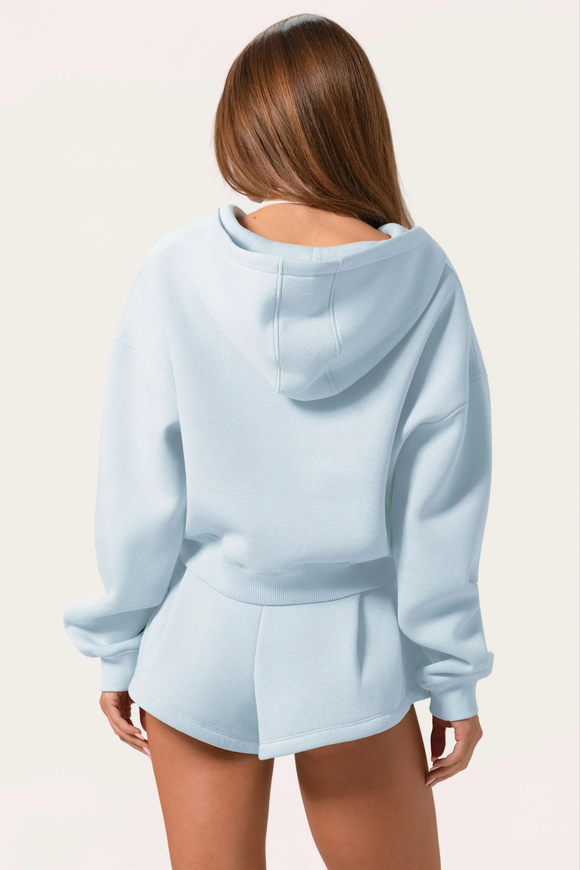 Oversized Zip-Up Hoodie  in Powder Blue - Image 2