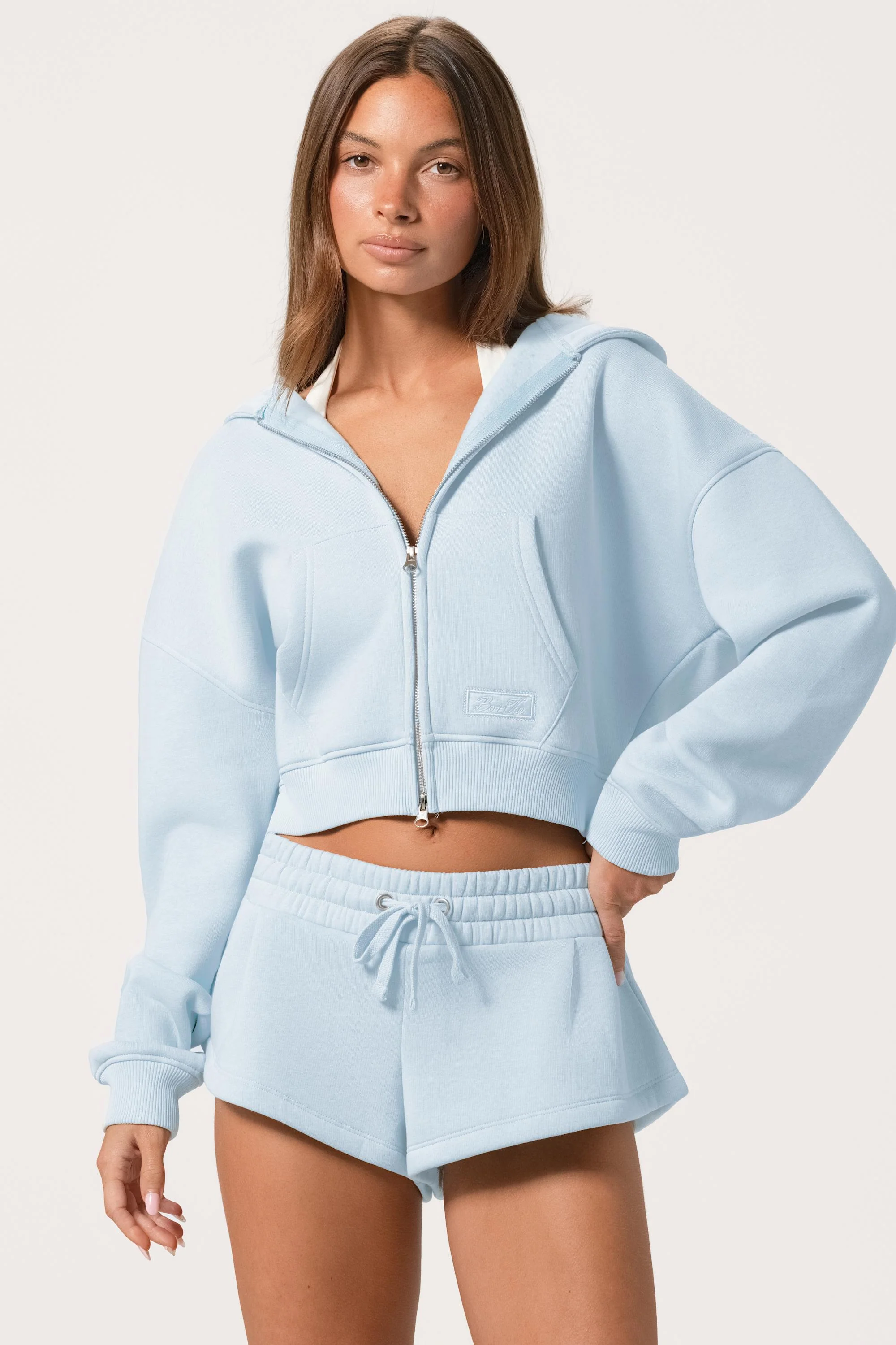 Oversized Zip-Up Hoodie  in Powder Blue - Image 5