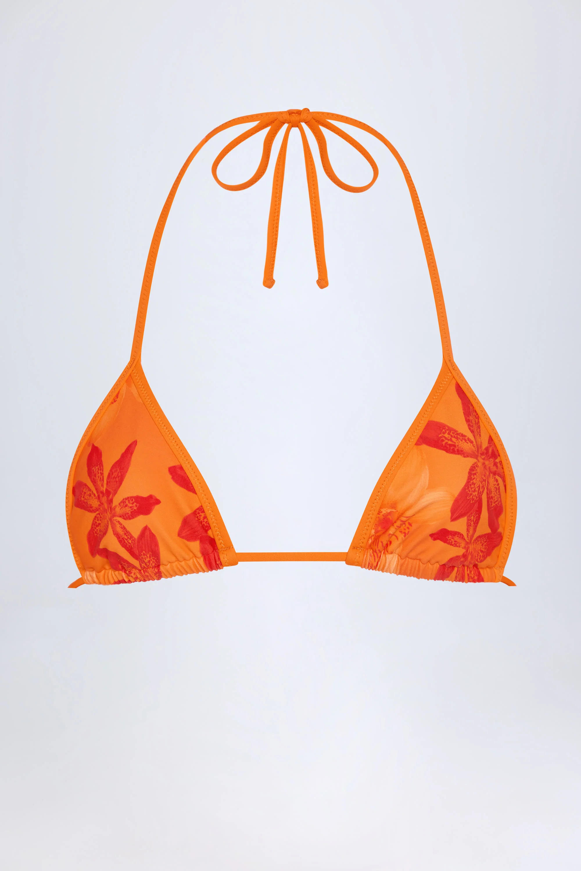 Triangle Bikini Top in Orange Orchid Print - Image 3