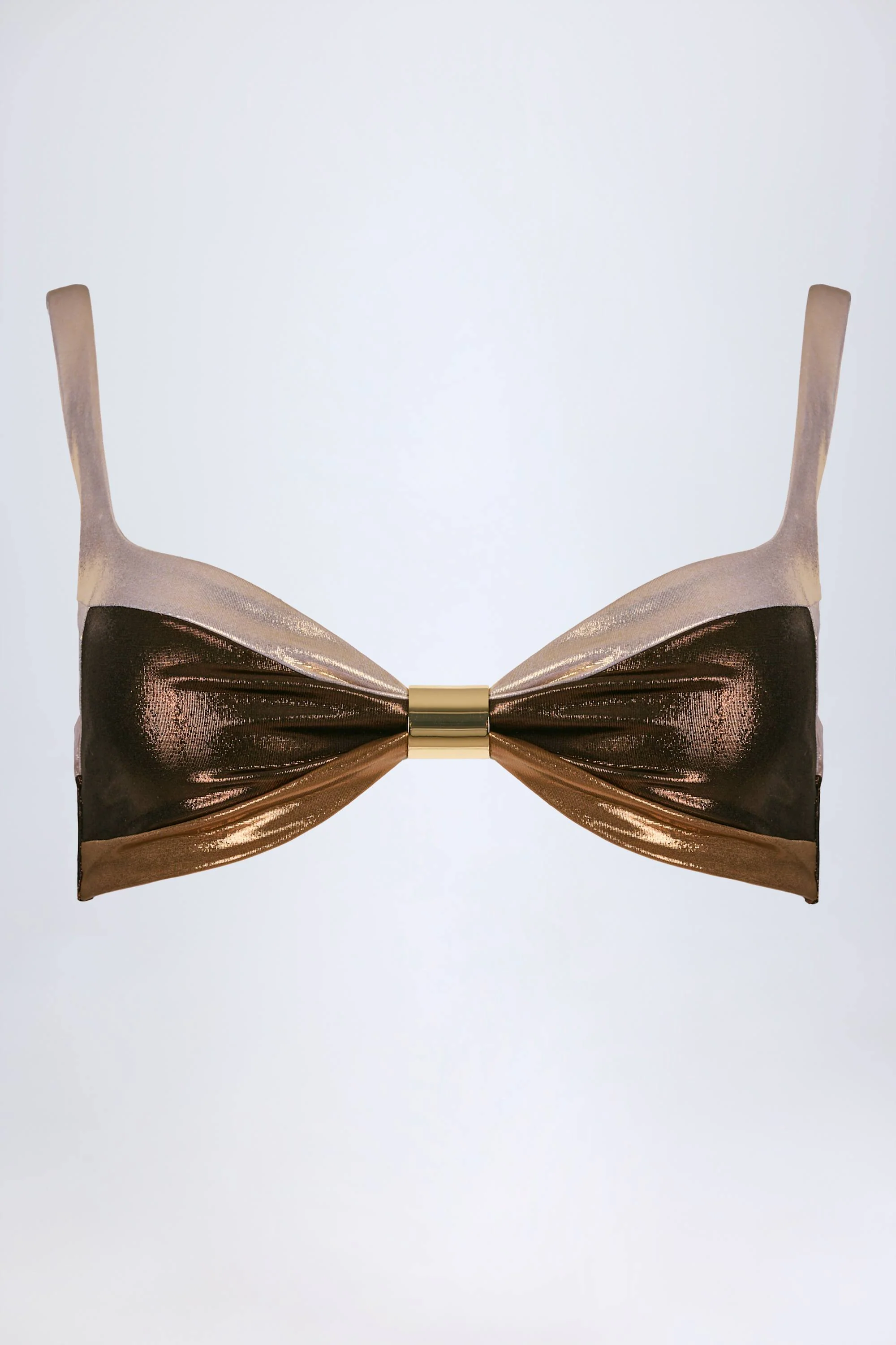 Ruched Bikini Top in Bronze Gold - Image 4