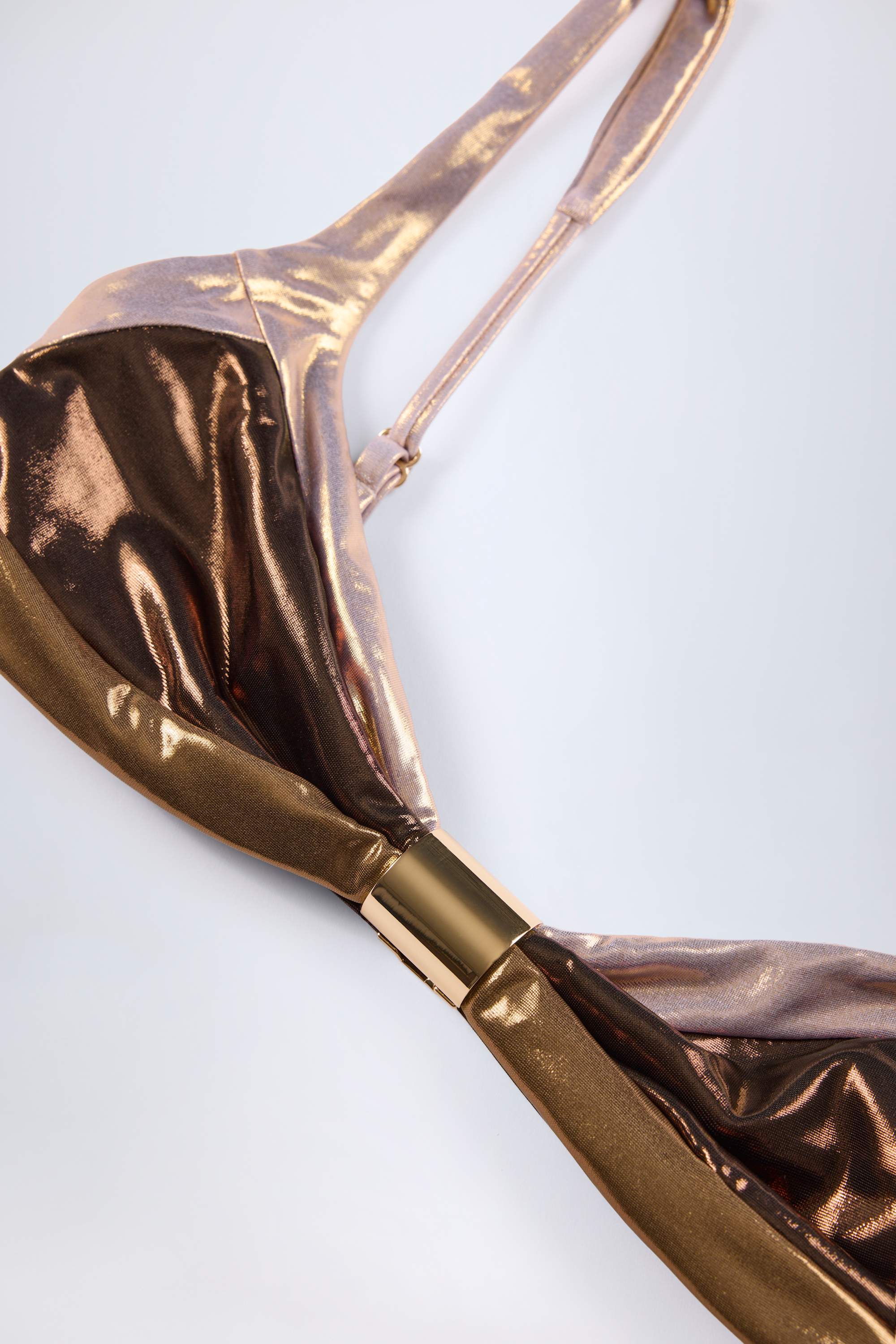 Ruched Bikini Top in Bronze Gold - Image 6