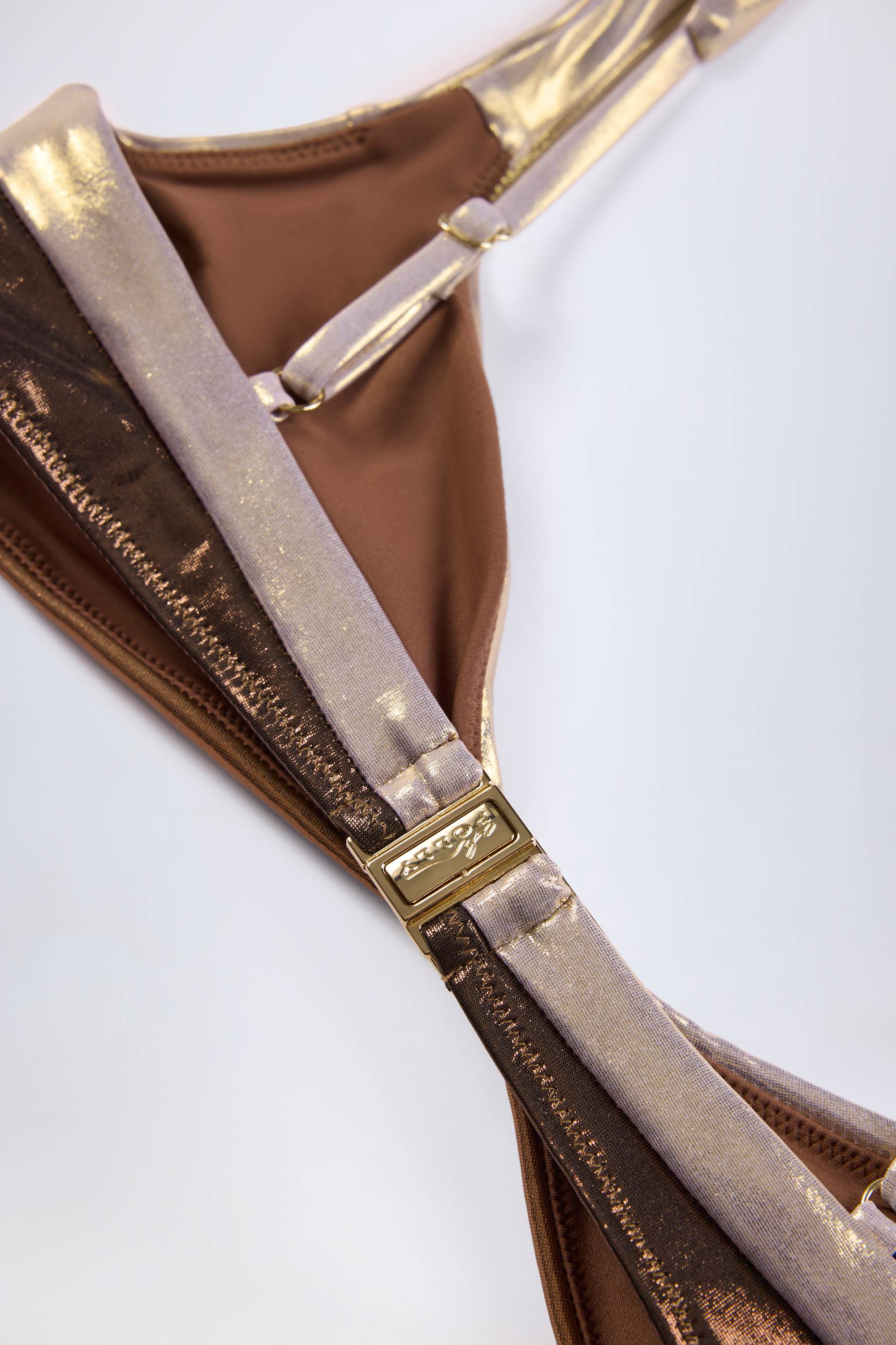 Ruched Bikini Top in Bronze Gold - Image 7