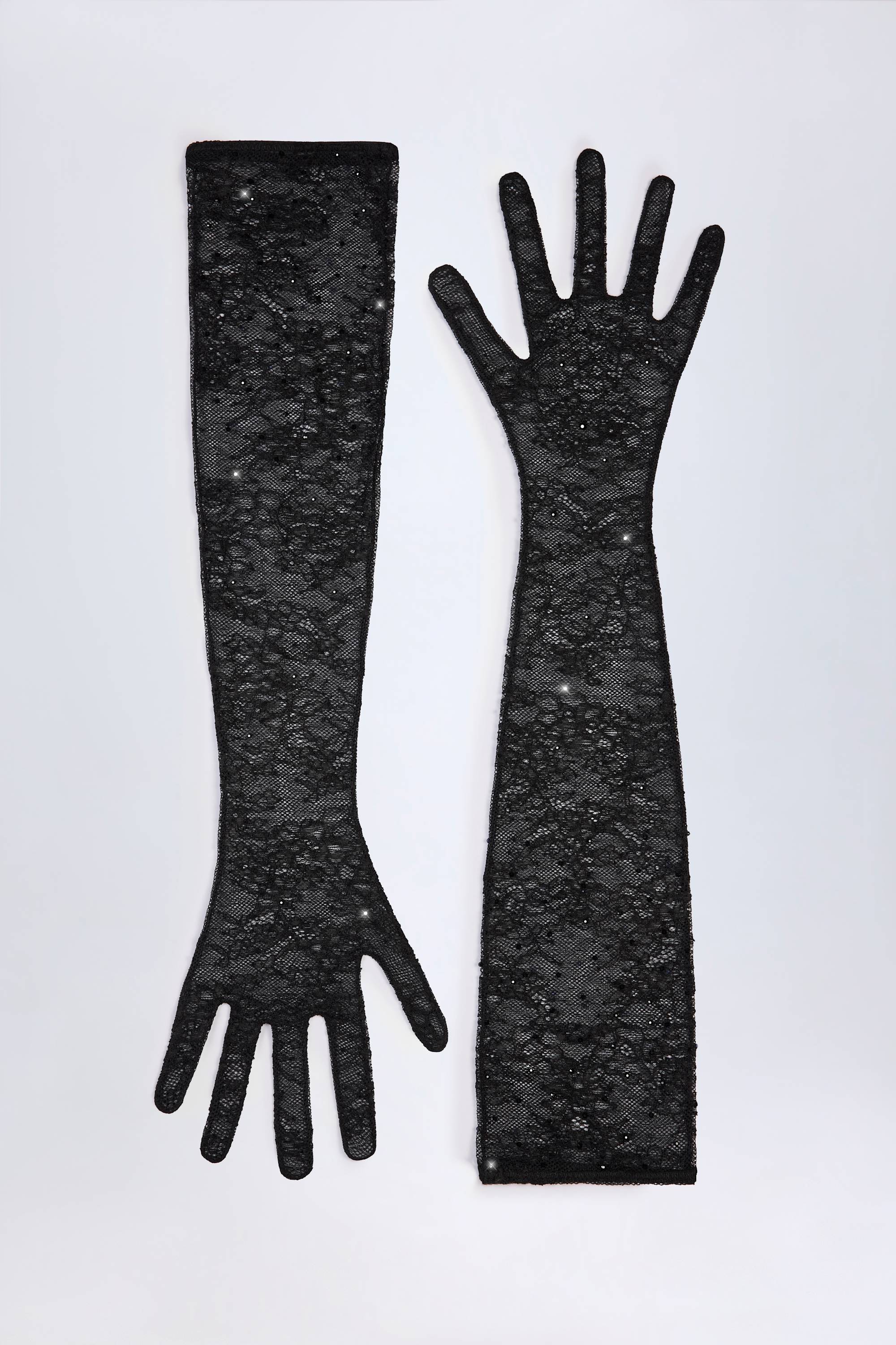 Lace Gloves in Black - Image 3
