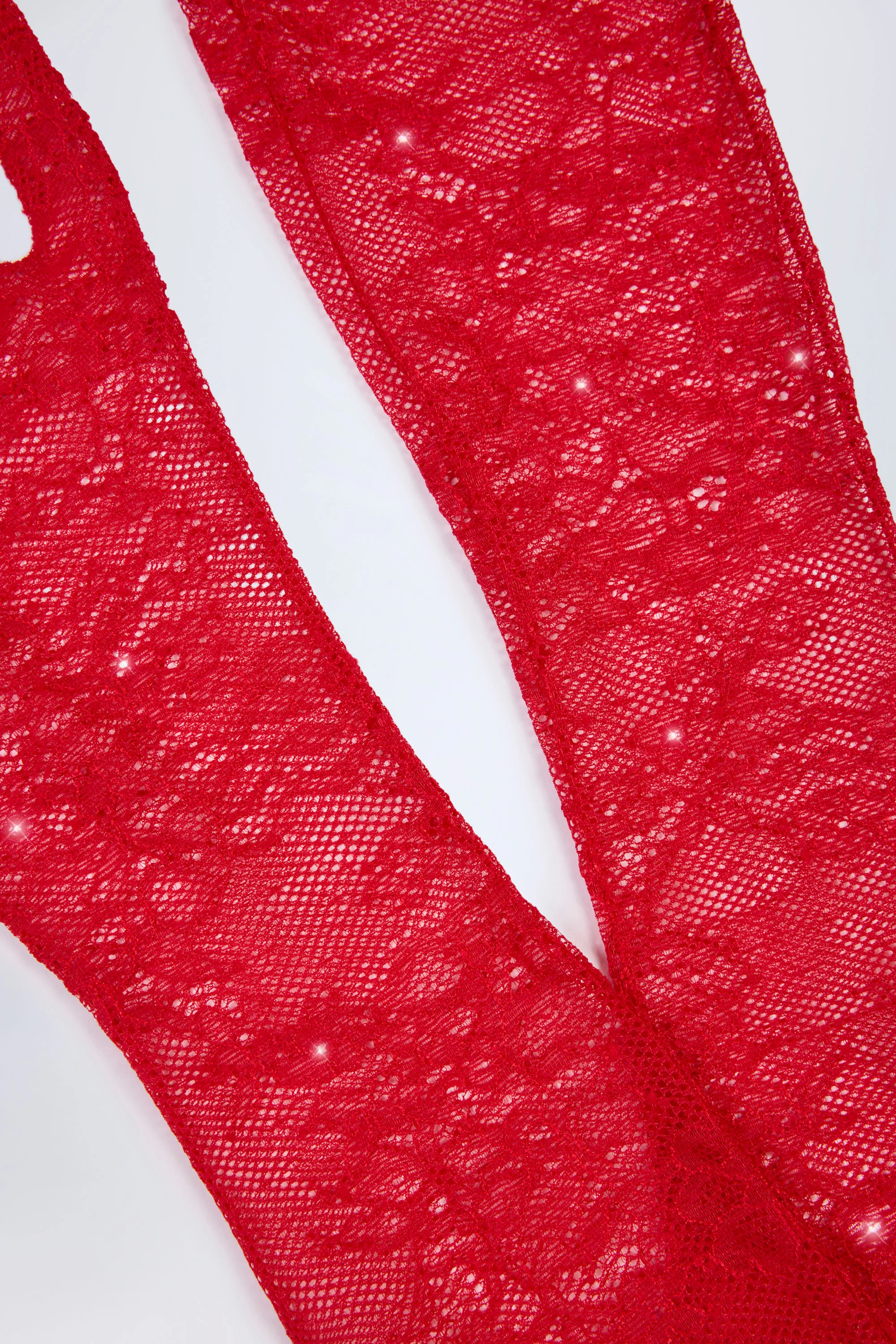 Lace Gloves in Fire Red - Image 5