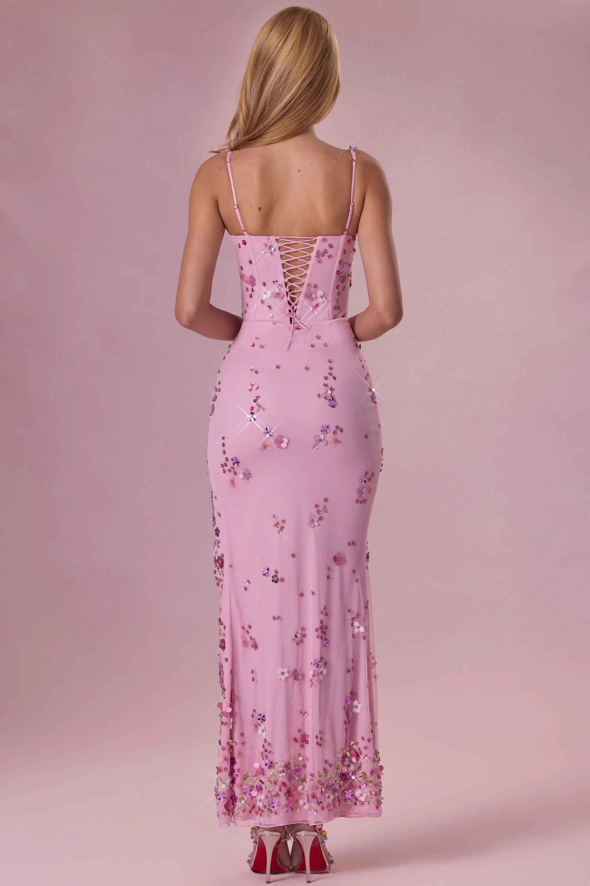 Embellished Corset Maxi Dress in Candyfloss Pink - Image 2