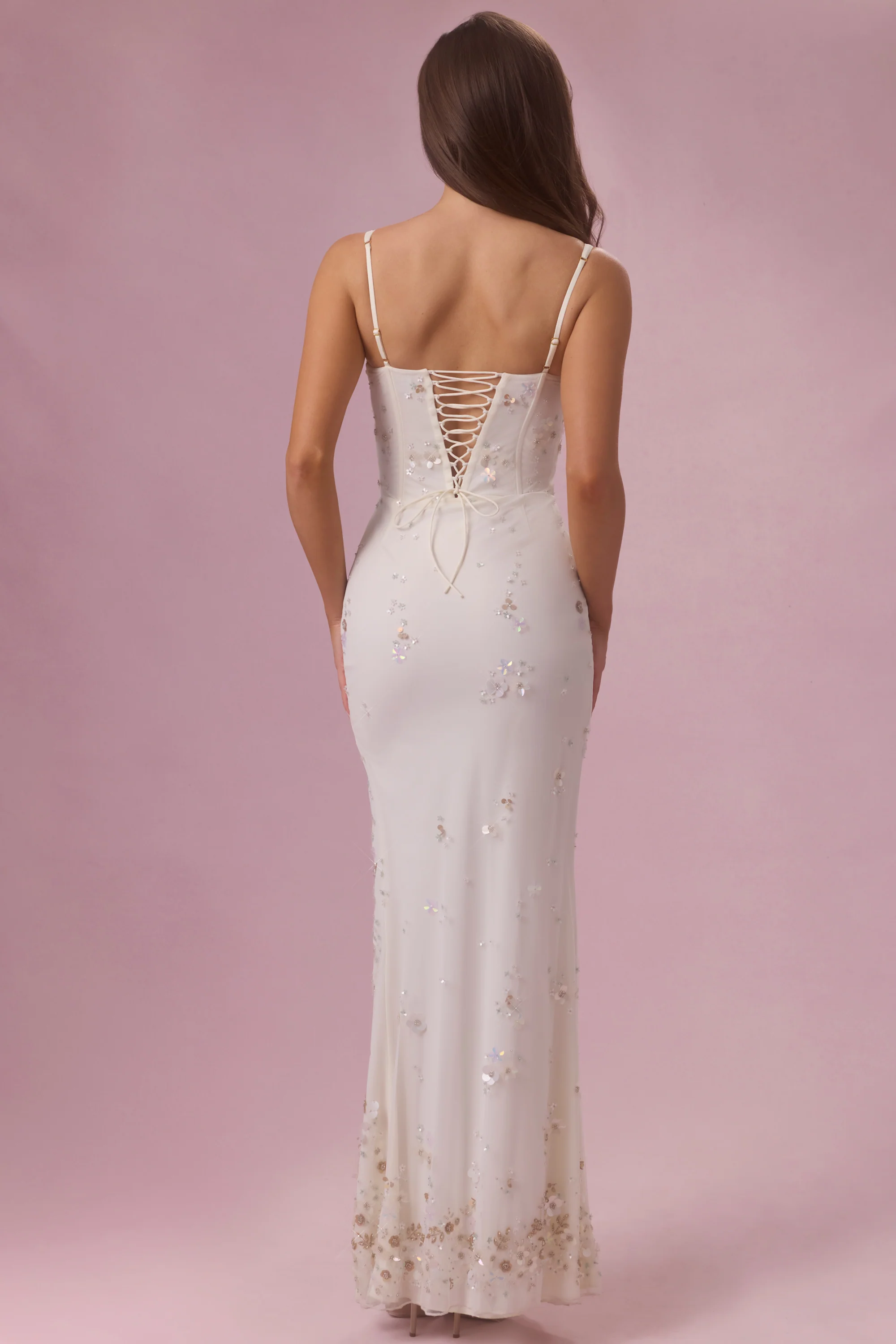 Embellished Corset Maxi Dress in Ivory - Image 2