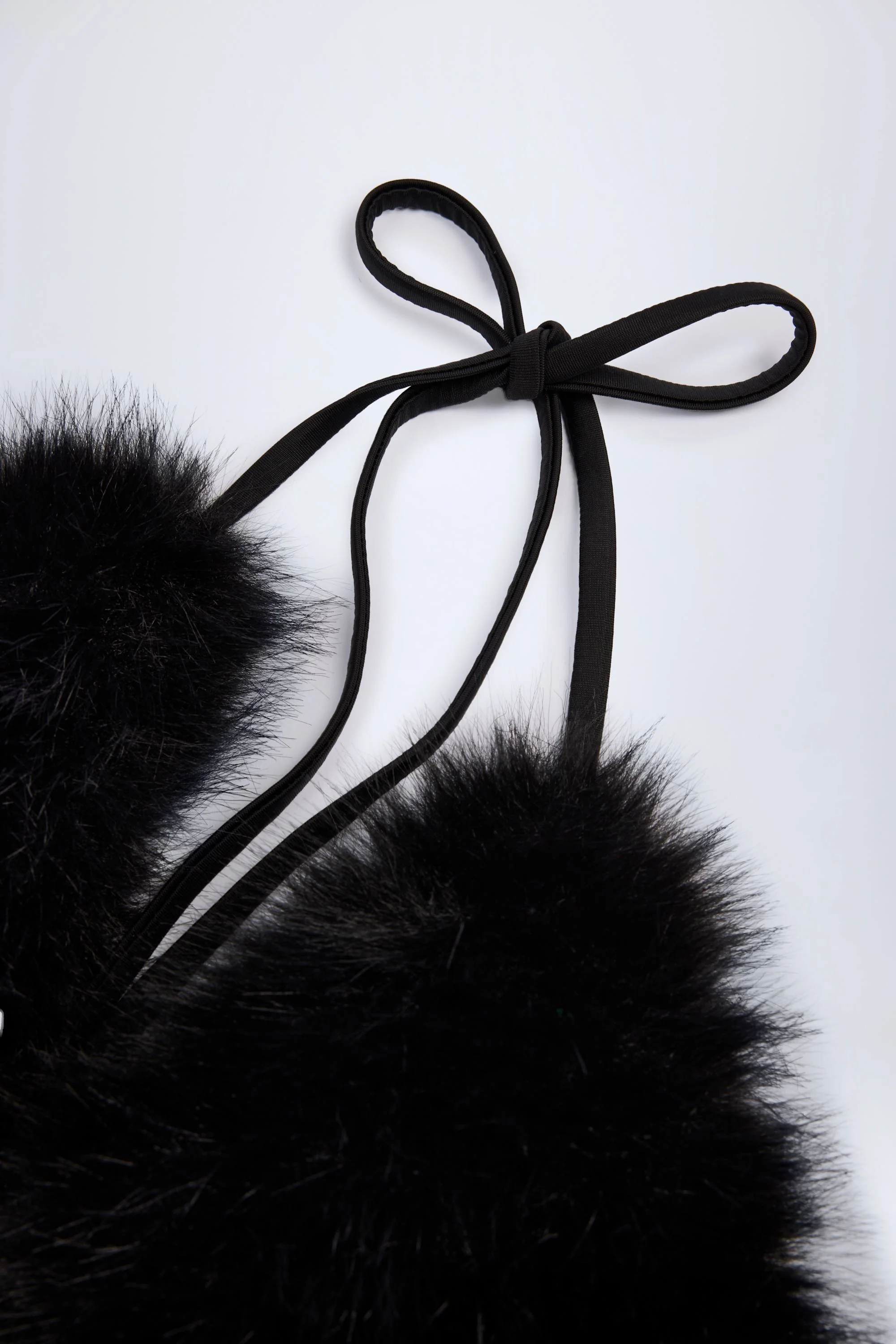 Faux Fur Triangle Bralette in Black - Image 4