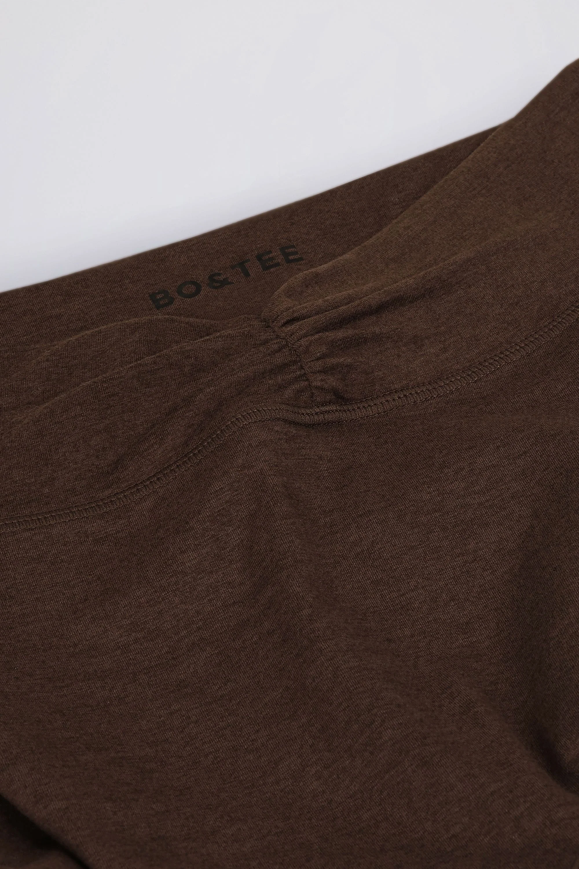 Brushed Jersey Ruched Flared Trousers in Pecan Marl - Image 7