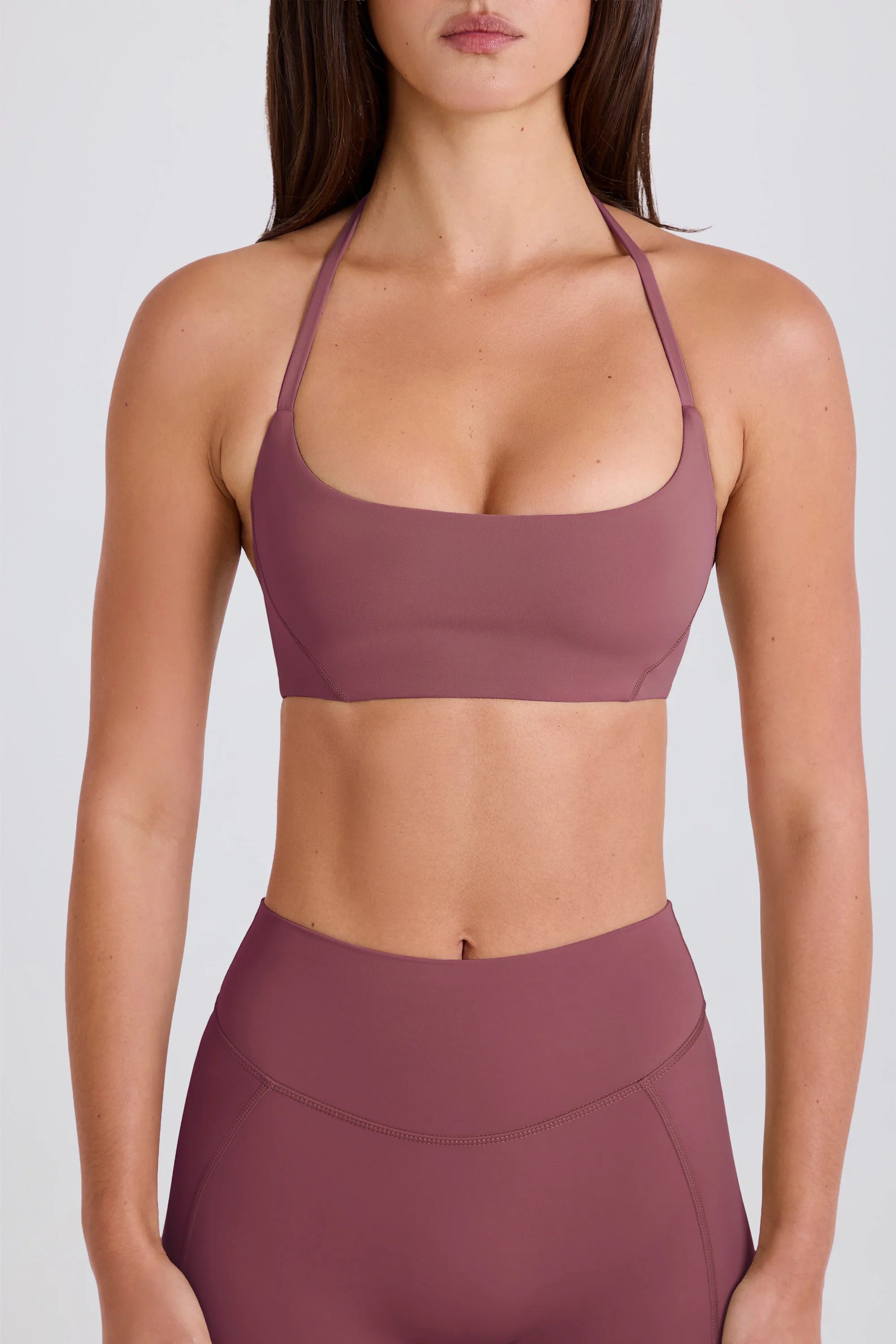 Four-Way Stretch Scoop-Neck Halterneck Sports Bra in Acai - Image 6