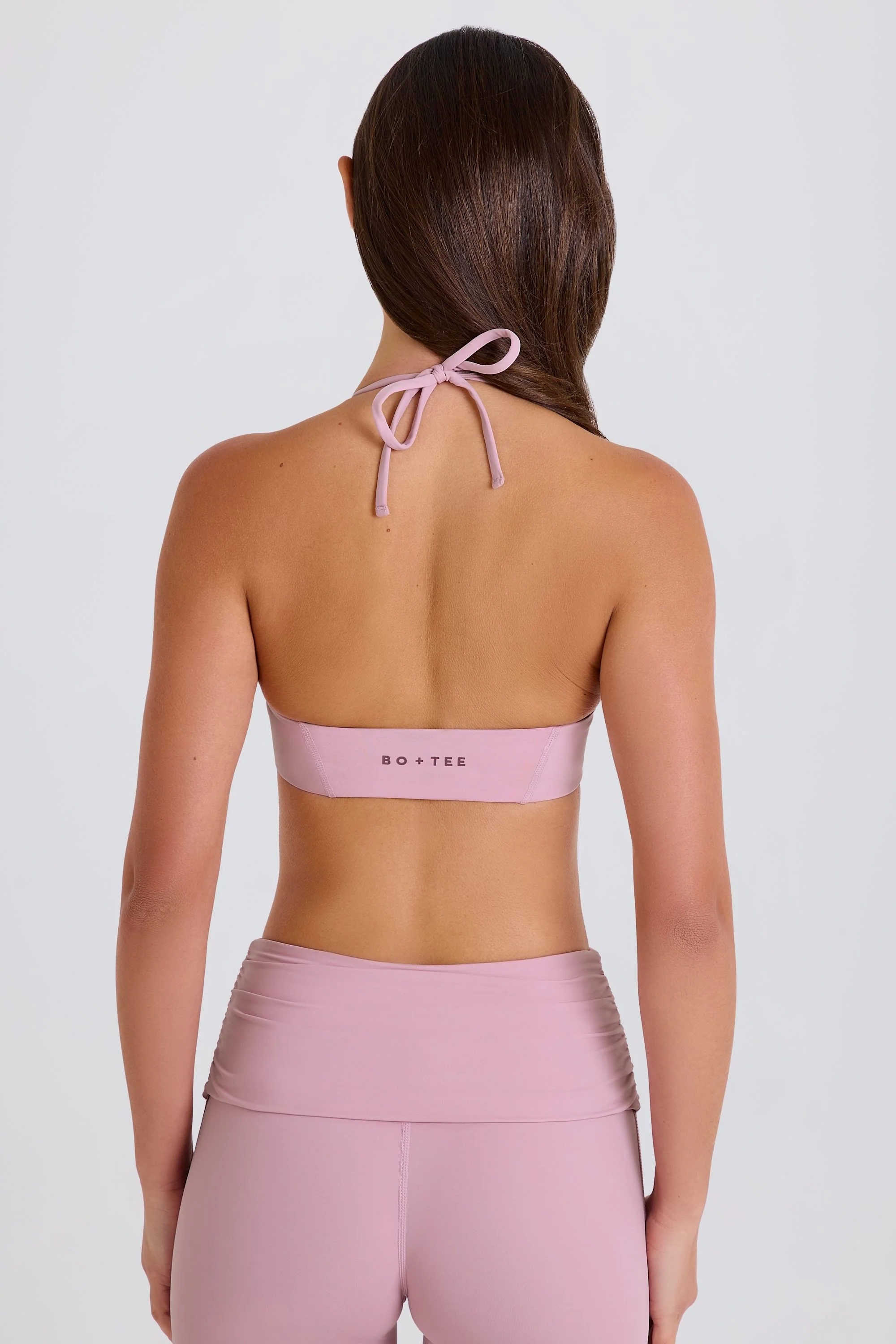Scoop-Neck Halterneck Sports Bra in Mauve - Image 4