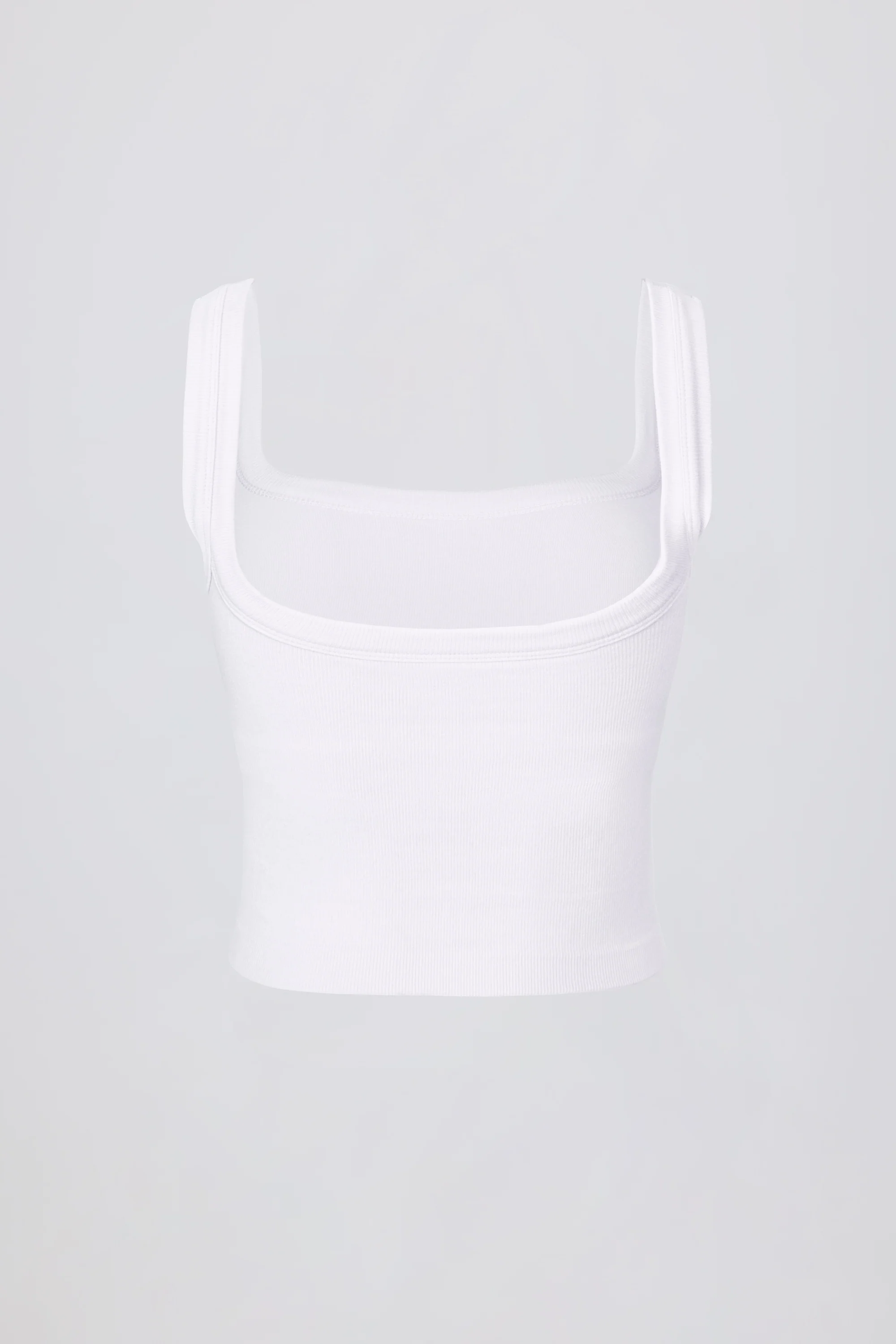Seamless Soft Rib Square-Neck Tank Top in White - Image 5