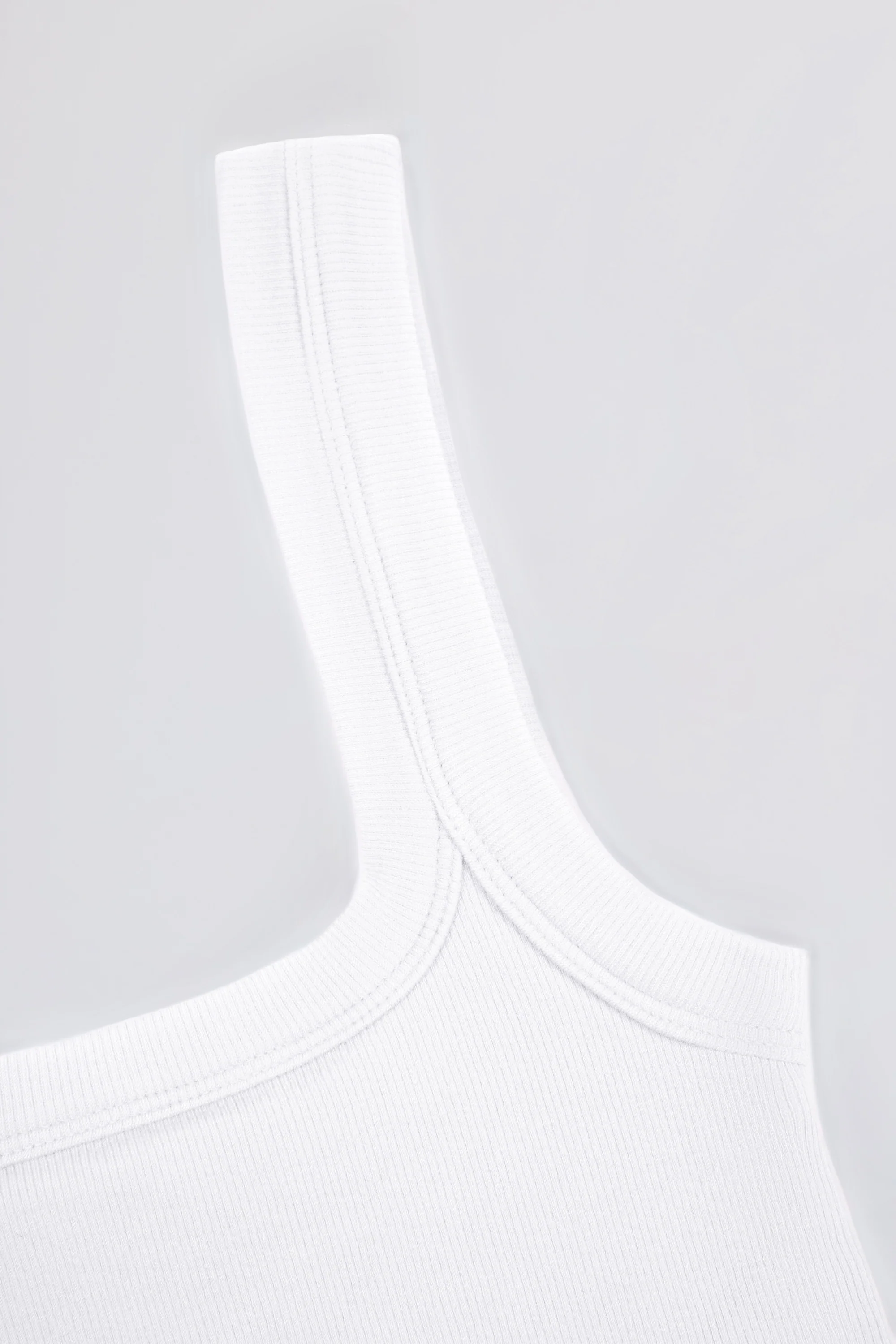 Seamless Soft Rib Square-Neck Tank Top in White - Image 6