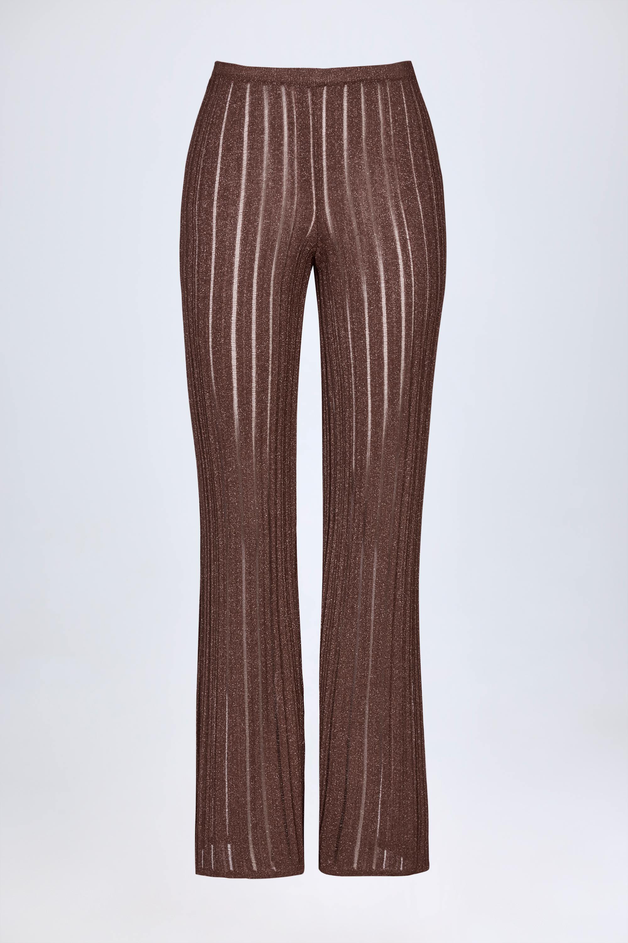 Mid-Rise Flared Trousers in Bronze - Image 3