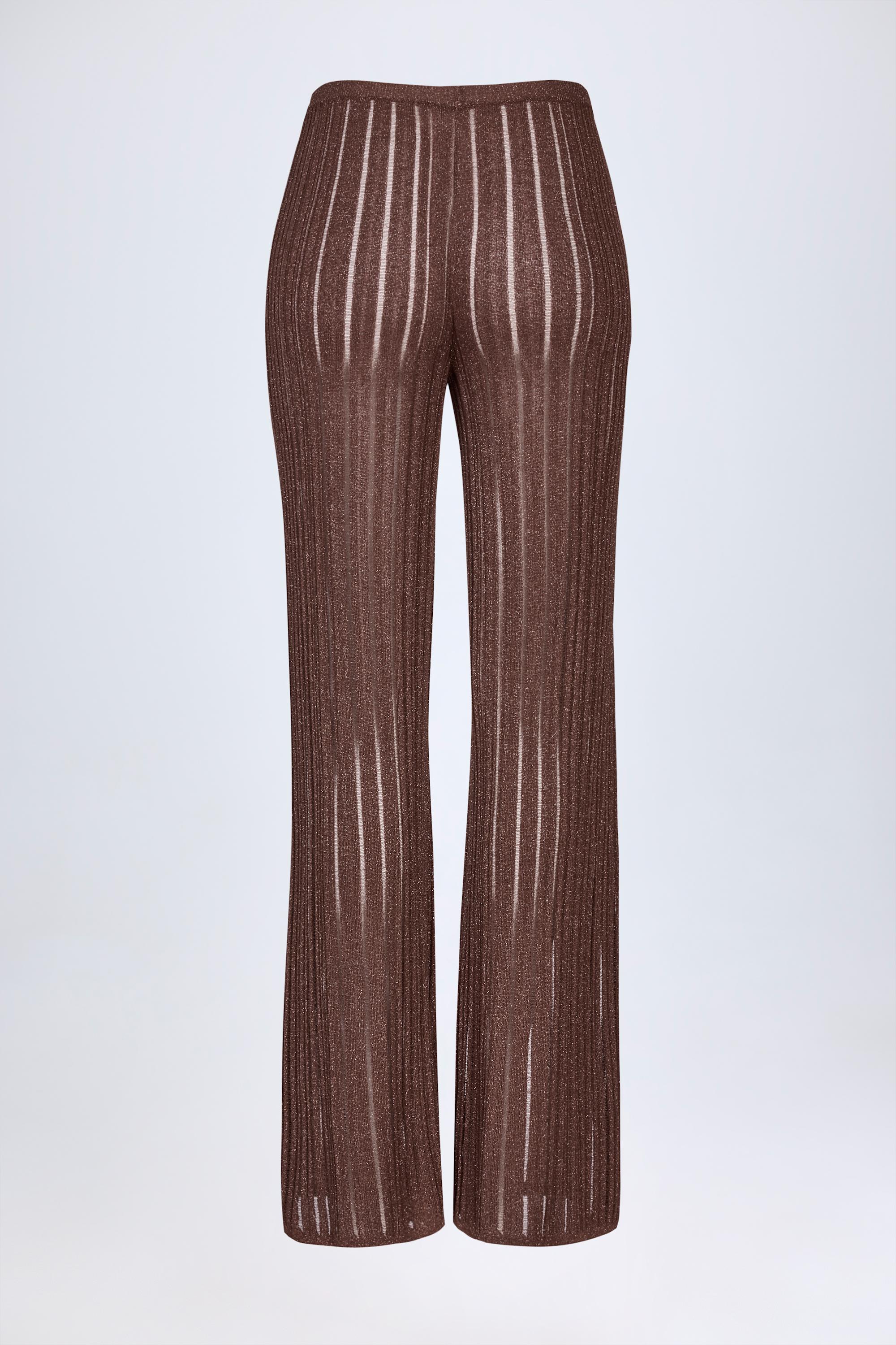 Mid-Rise Flared Trousers in Bronze - Image 4