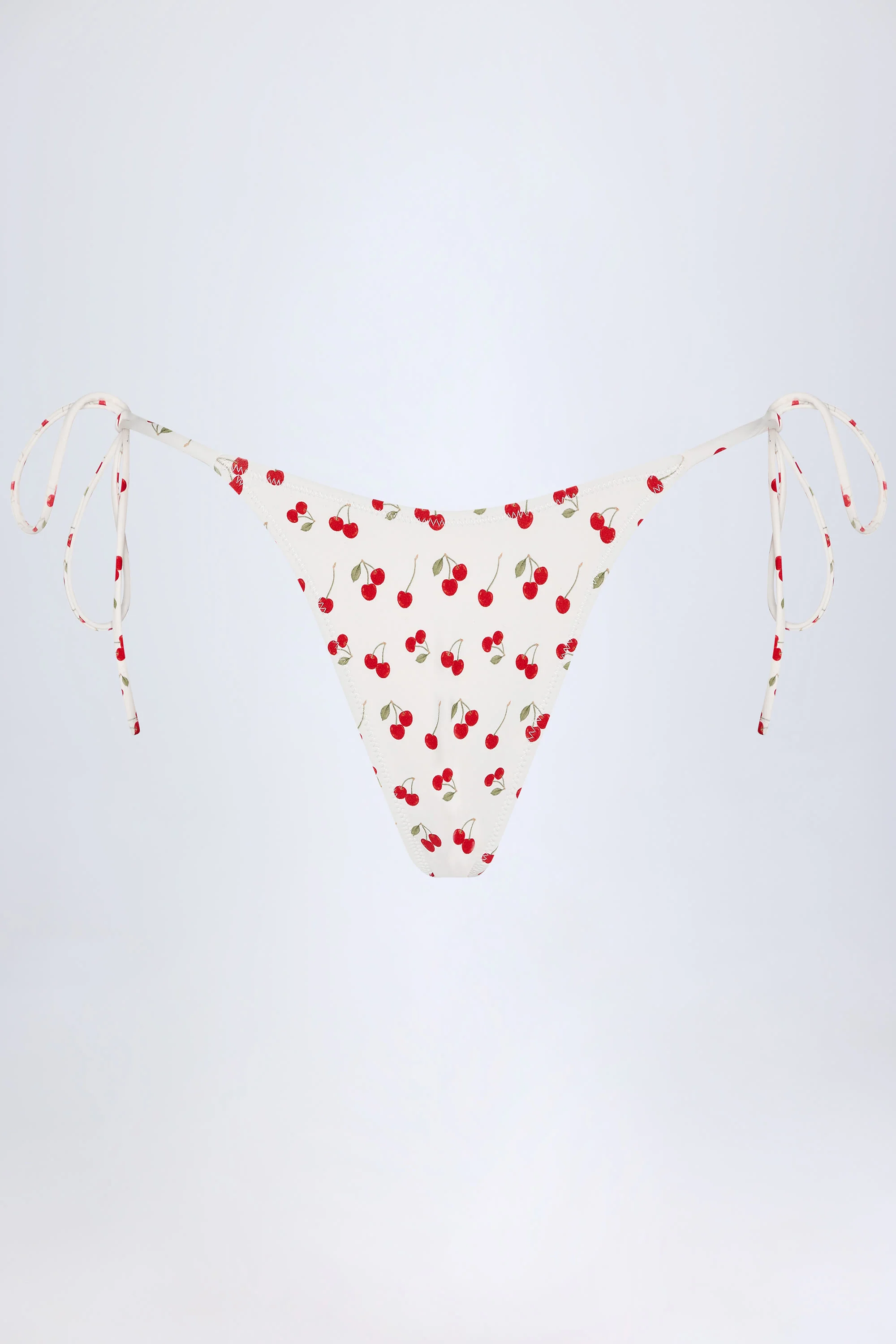 Side-Tie Cheeky Bikini Bottoms in Cherry Print - Image 4