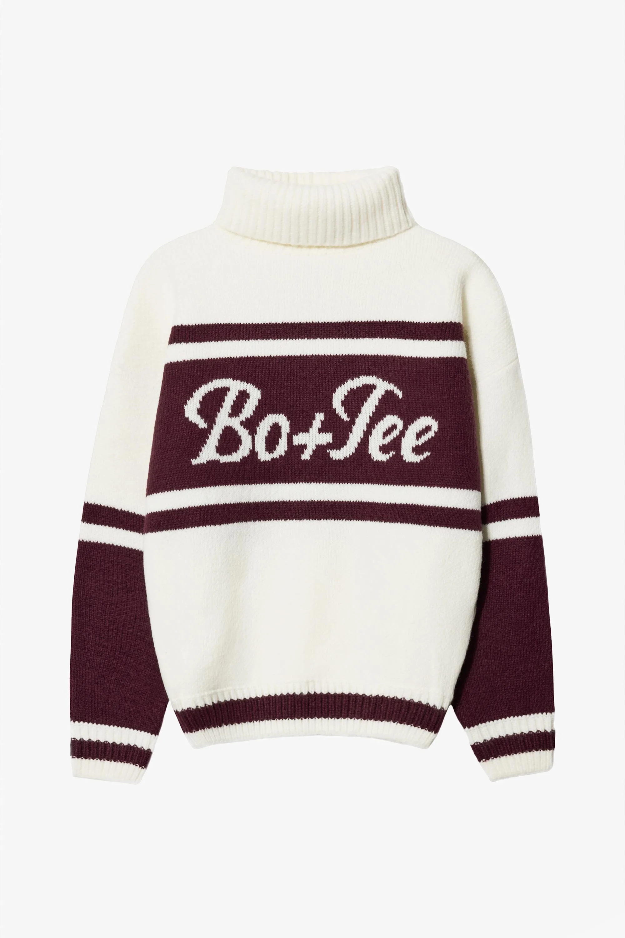 Knit Turtleneck Oversized Jumper in Burgundy - Image 3