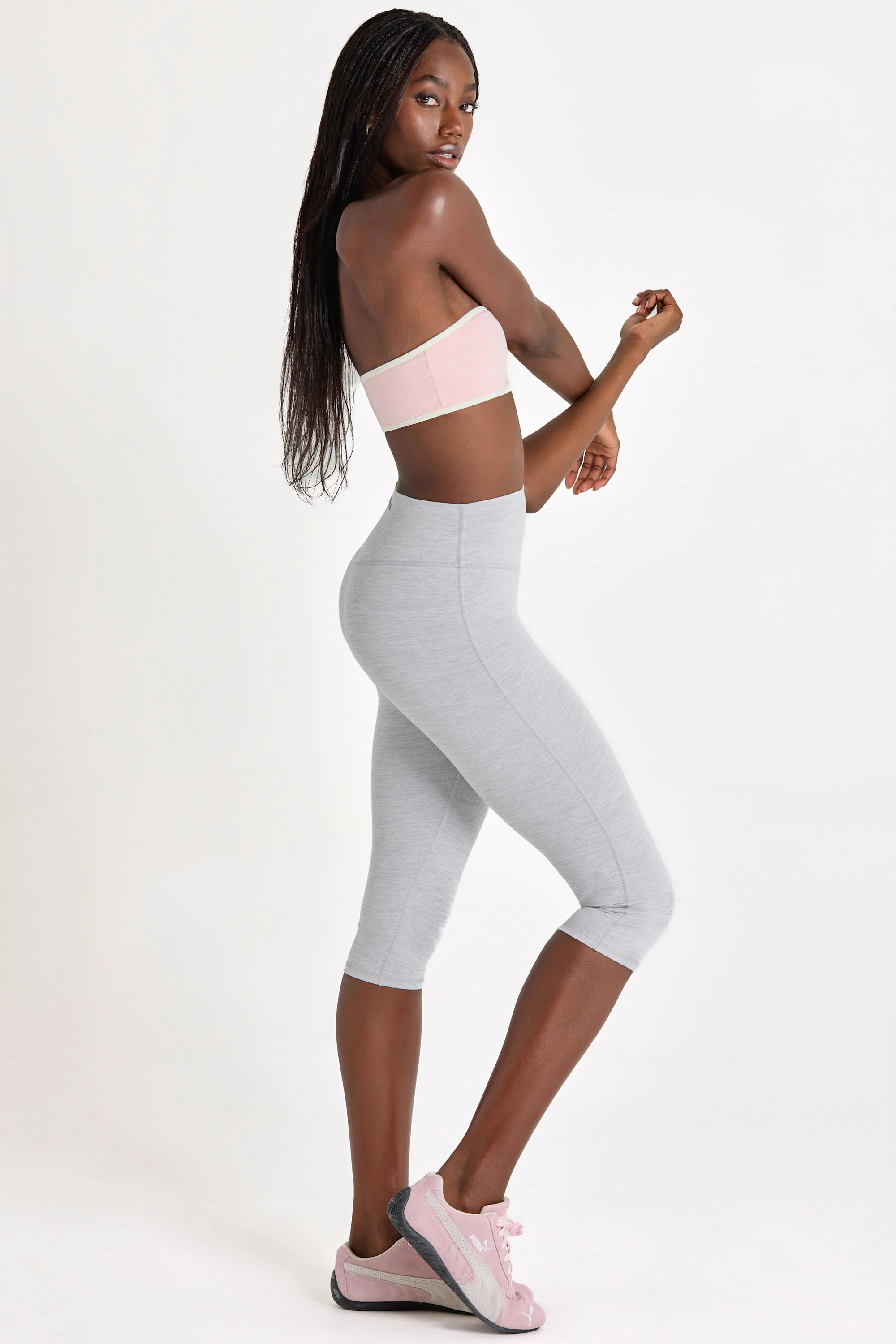 Soft Active Capri Leggings in Grey Marl - Image 3