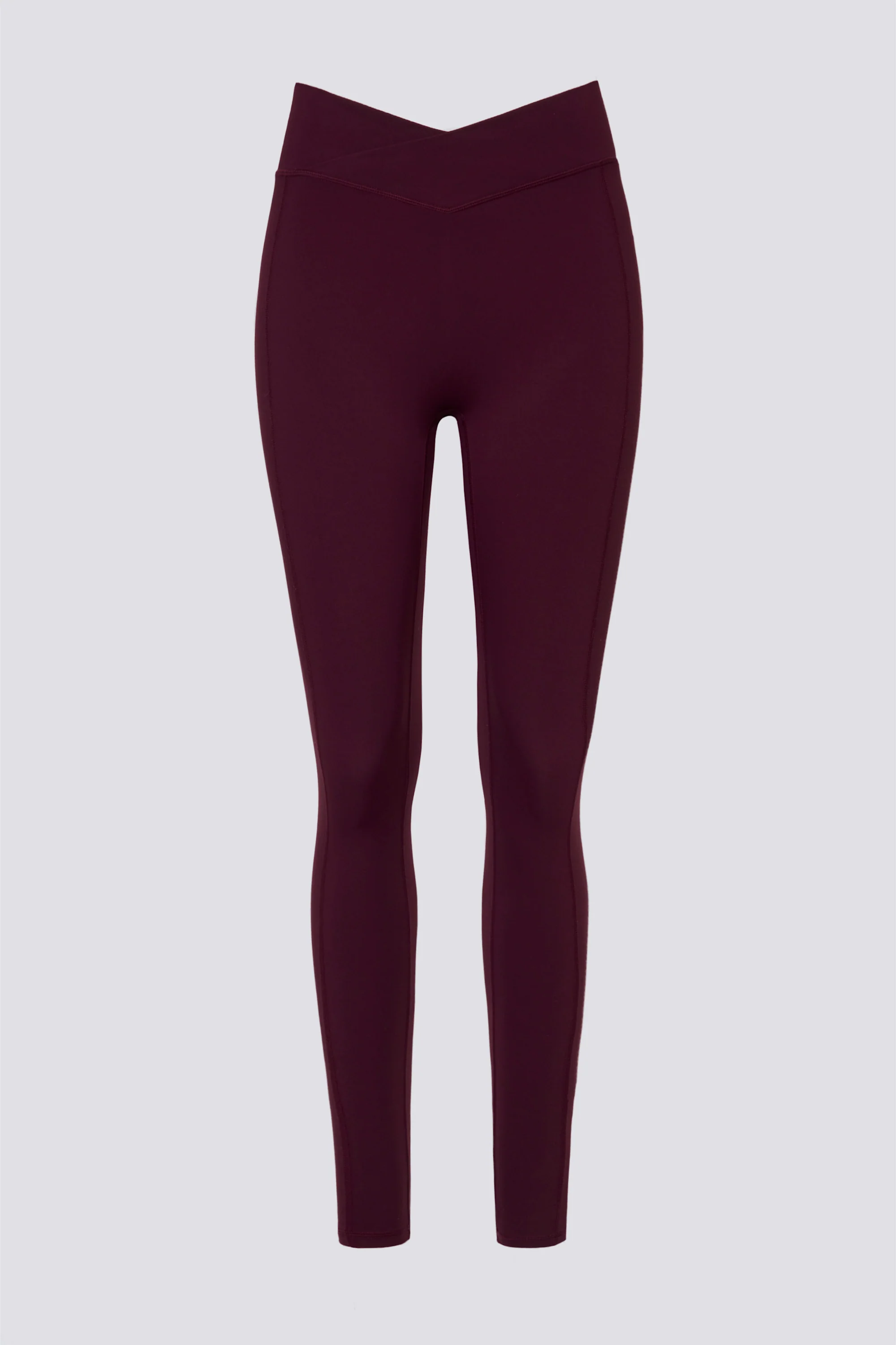 Soft Active V-Waist Leggings in Burgundy - Image 2