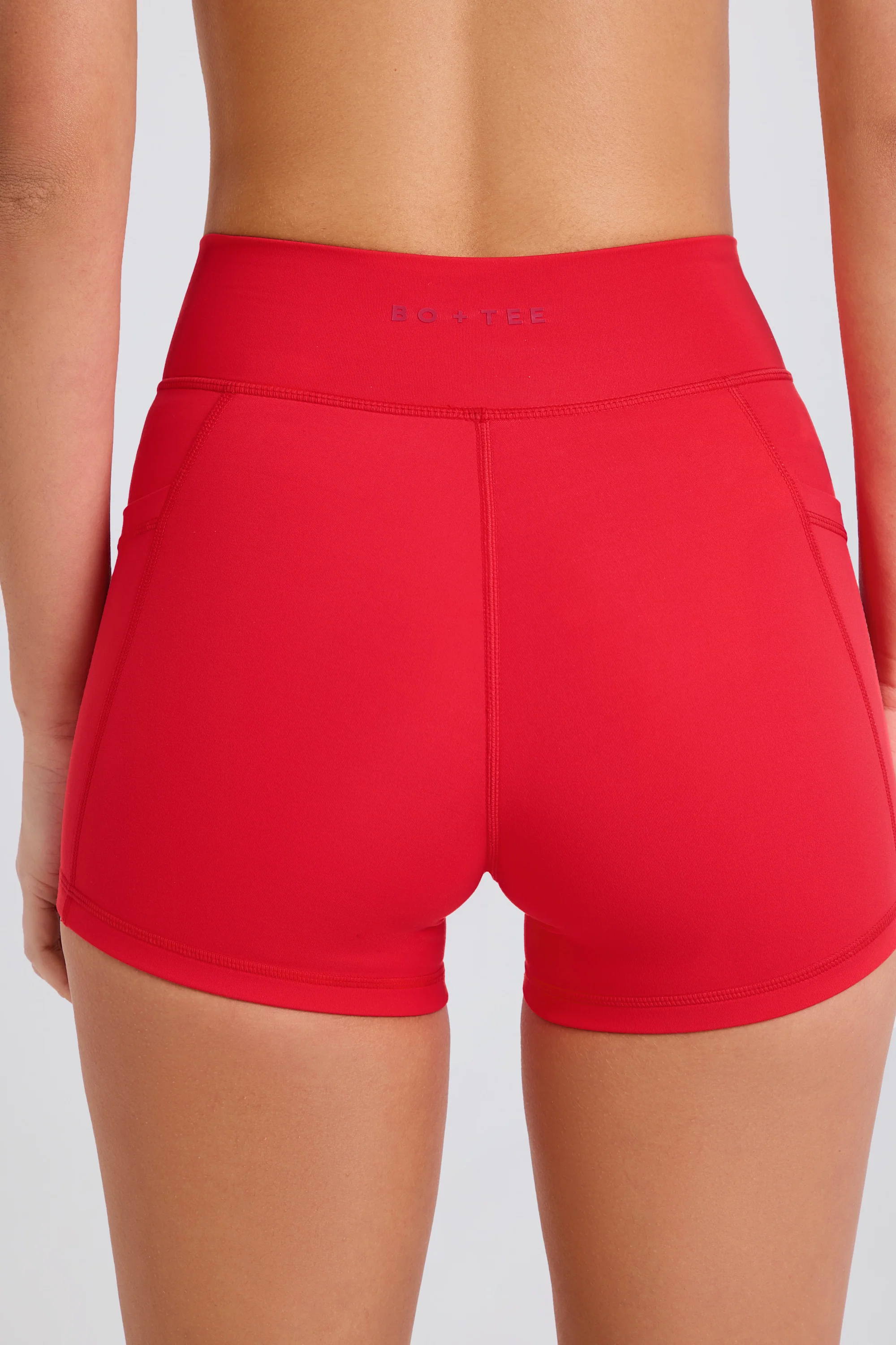 Soft Active Pocket V-Waist Mini Shorts in Strawberry - Image 4