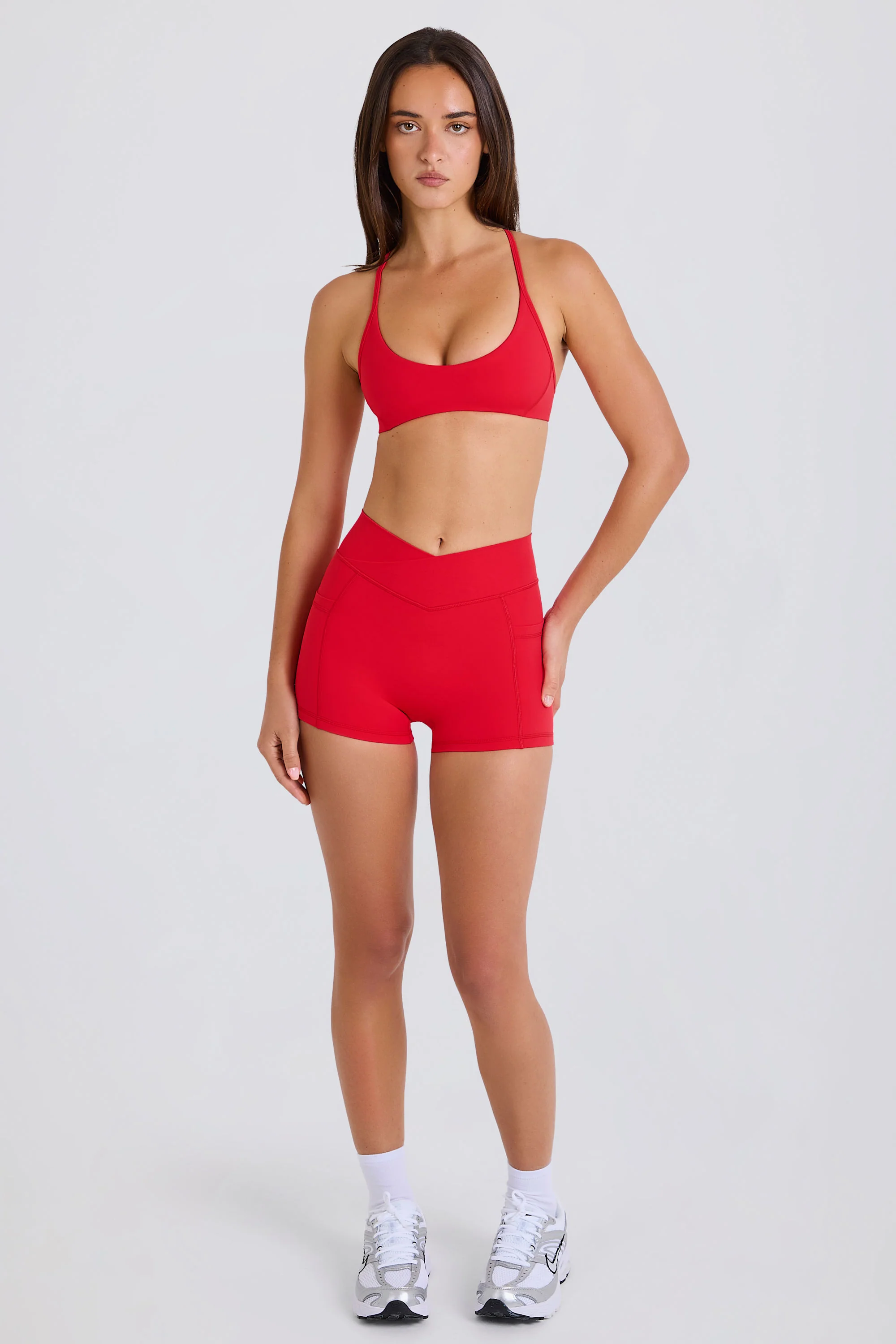Soft Active Pocket V-Waist Mini Shorts in Strawberry - Image 5