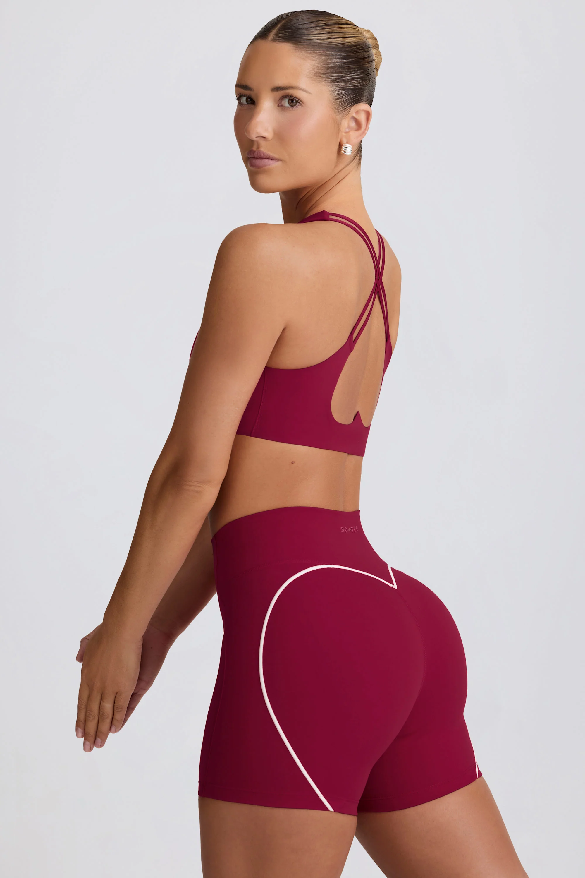Soft Active Mini Shorts in Burgundy - Image 6