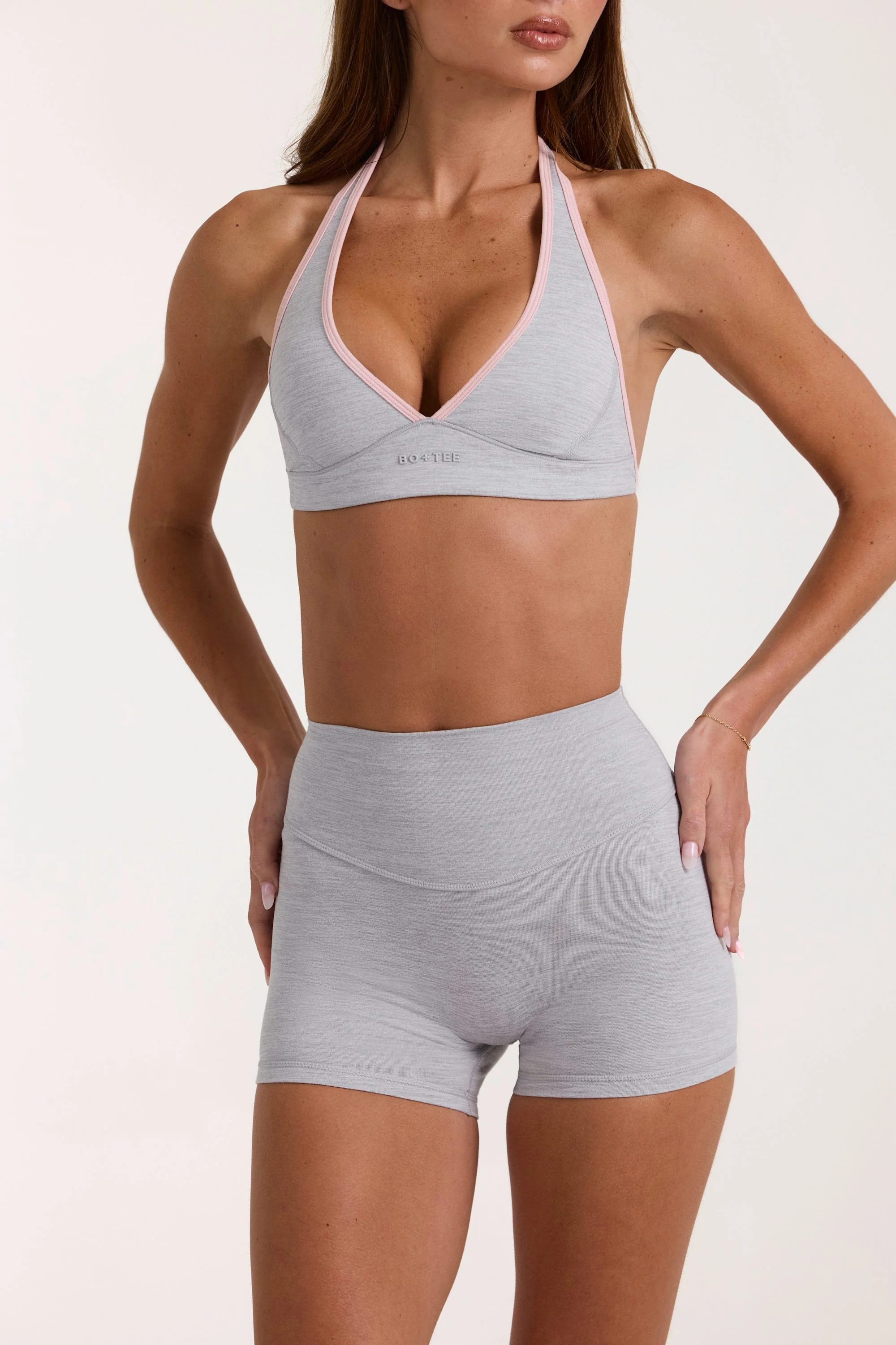 Soft Active Mini Shorts in Grey Marl - Image 4