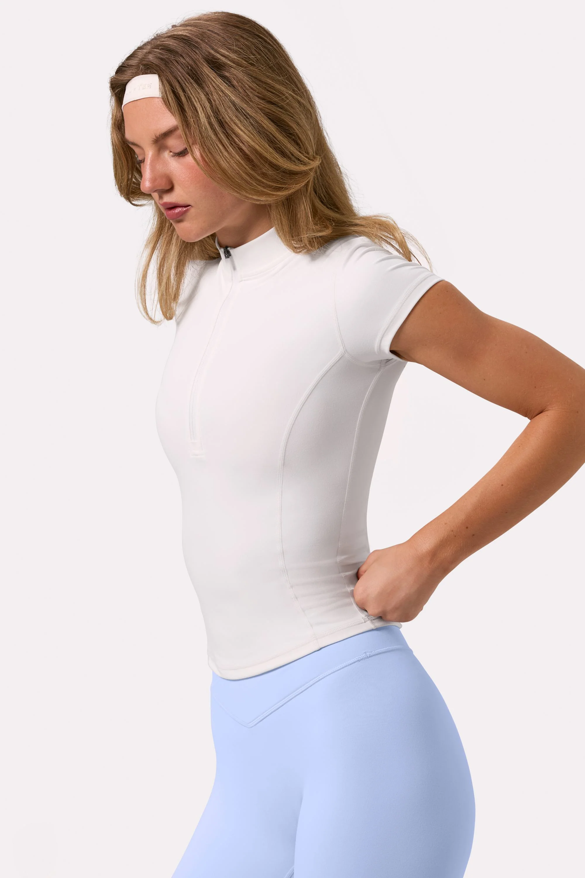 Soft Active Quarter-Zip Top in Milk - Image 3
