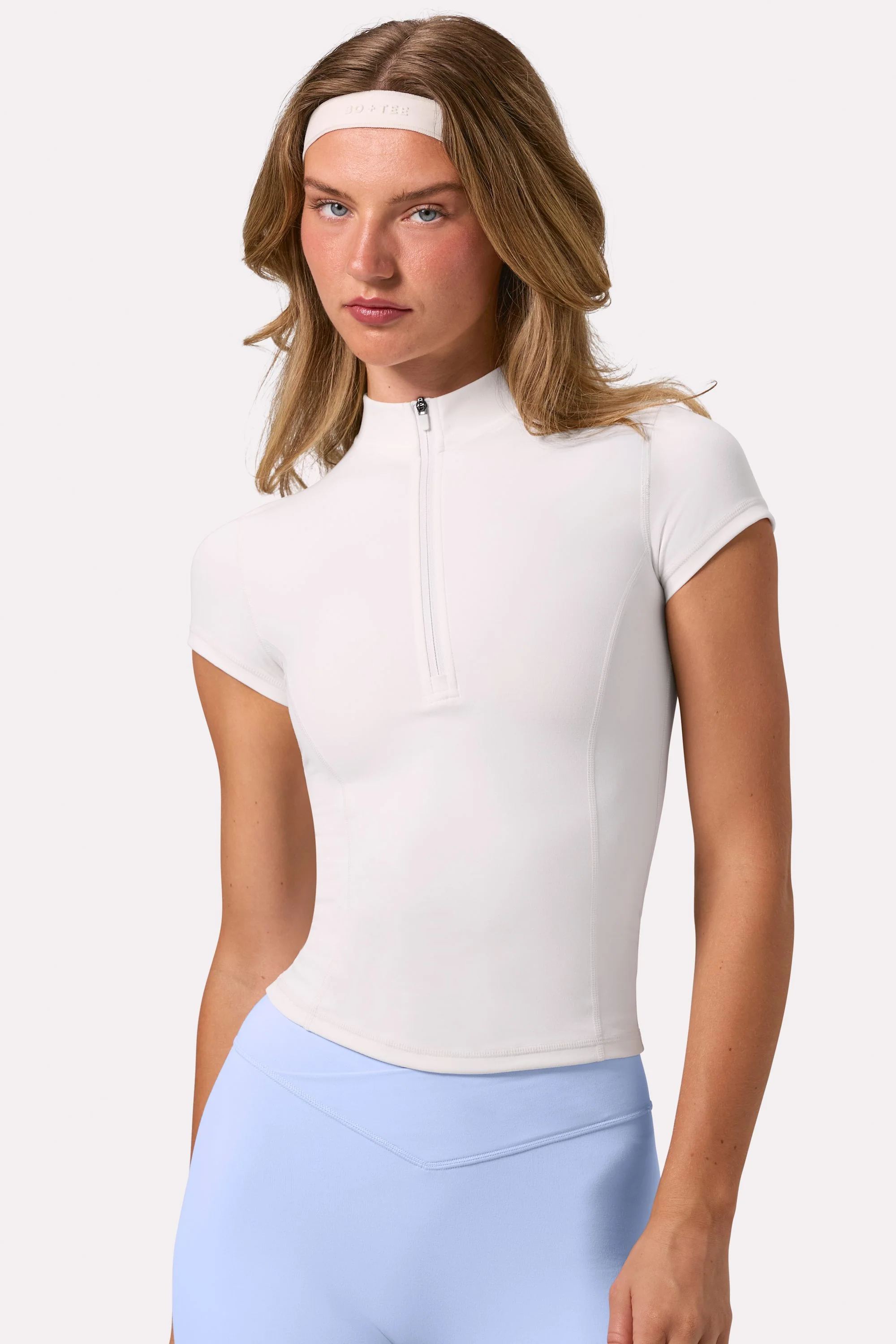 Soft Active Quarter-Zip Top in Milk - Image 6