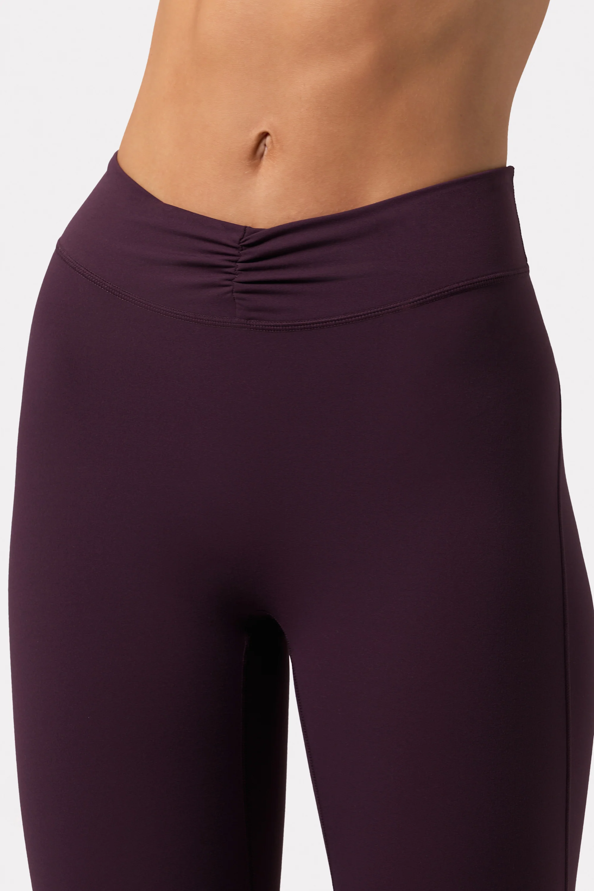 Soft Active Ruched Flared Trousers in Plum - Image 4