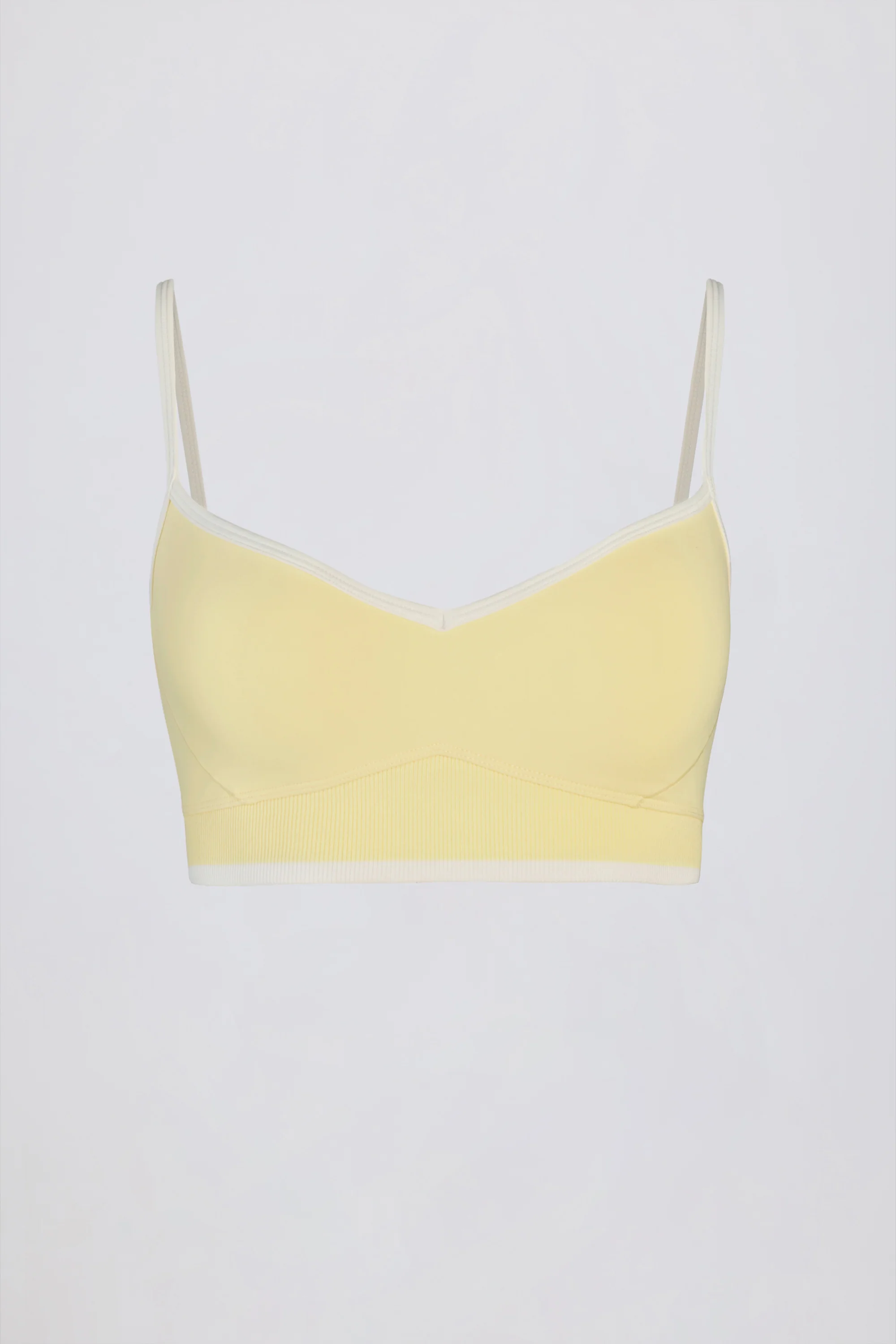 Soft Active Sweetheart-Neck Contrast Sports Bra in Lemon - Image 4