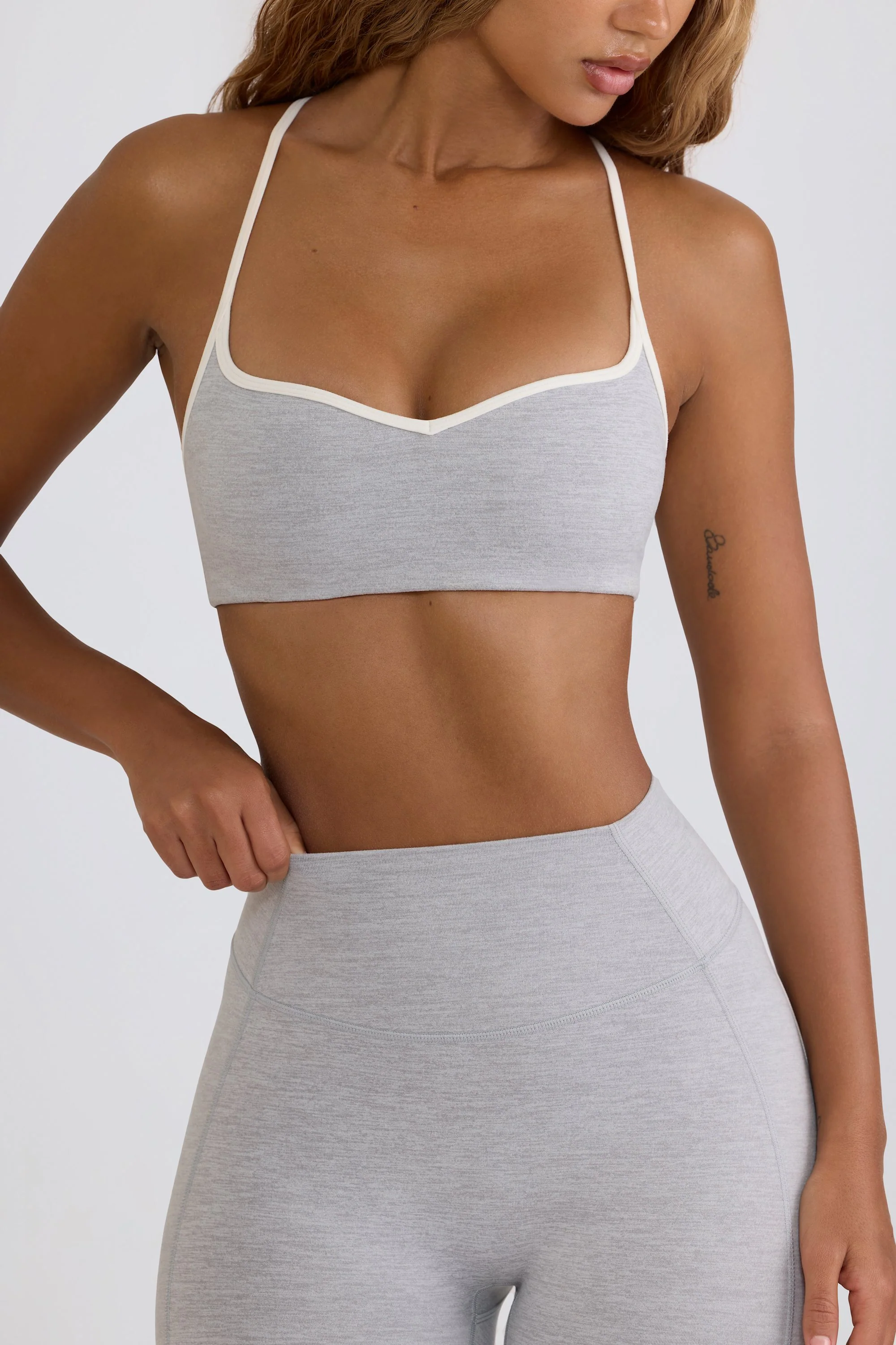 Soft Active Sweetheart-Neck Sports Bra in Grey - Image 4