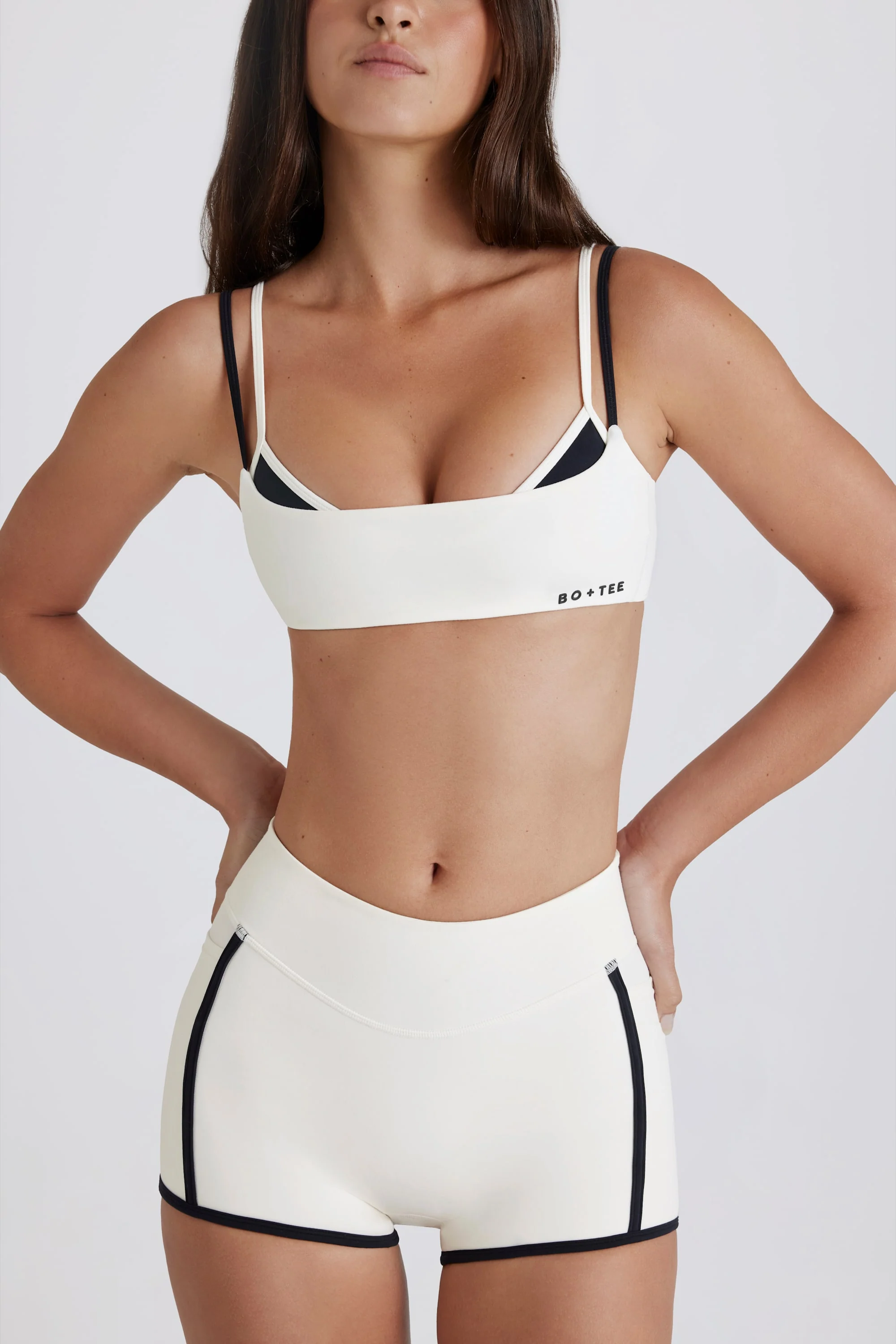 Soft Active Twist-Back Layered Sports Bra in Milk - Image 4