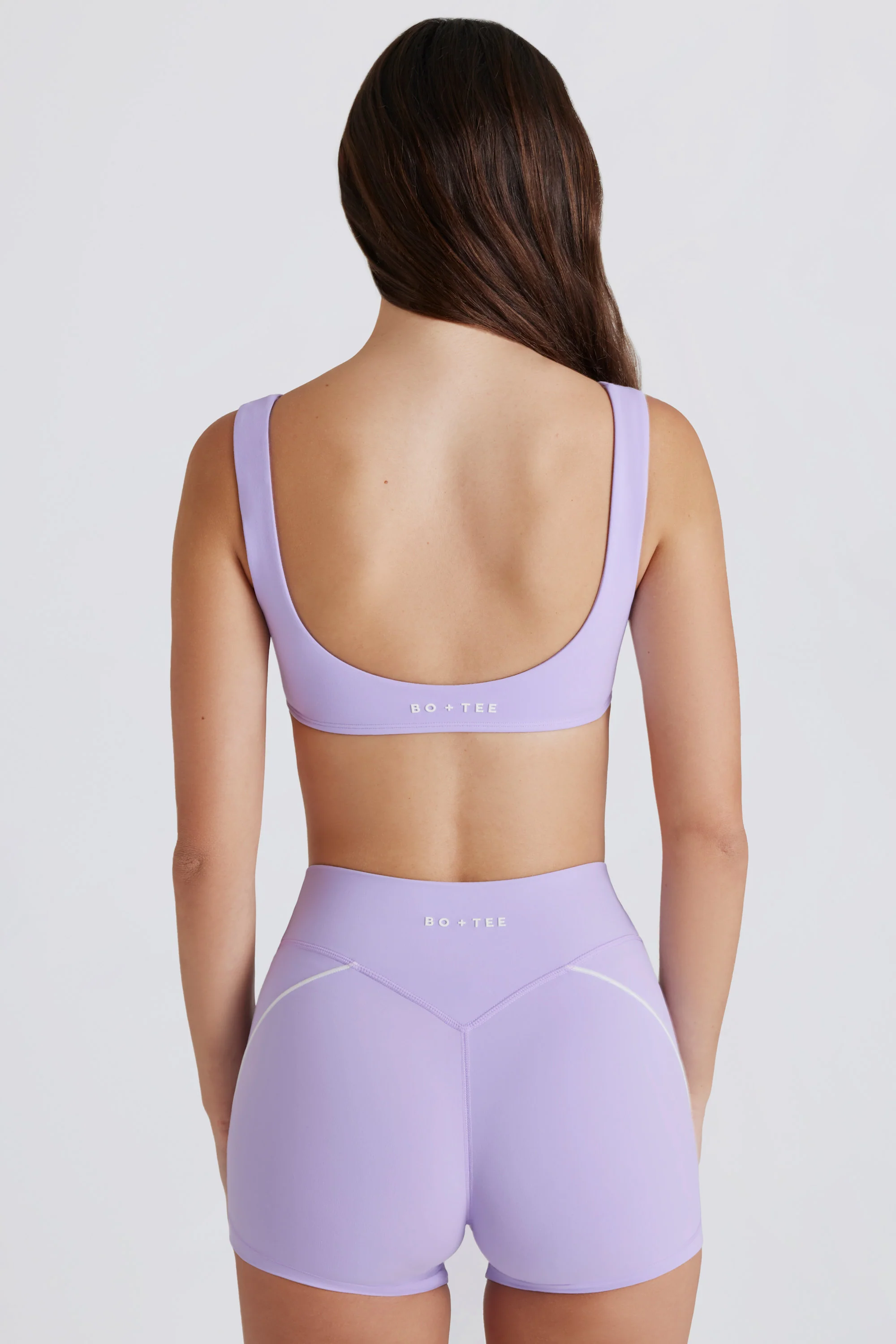 Soft Active Twist-Front Mini Shorts in Lilac - Image 3