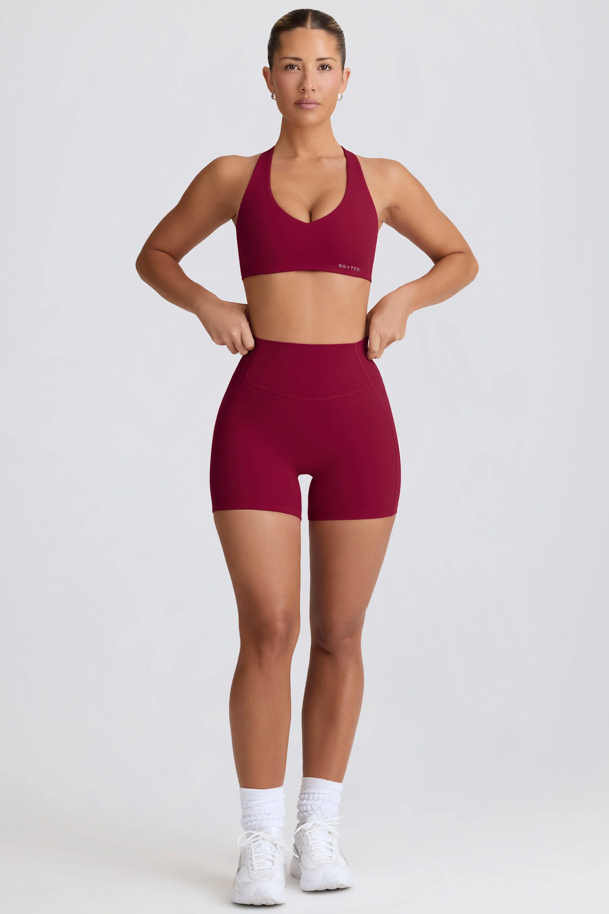 Soft Active V-Neck Sports Bra in Burgundy - Image 6