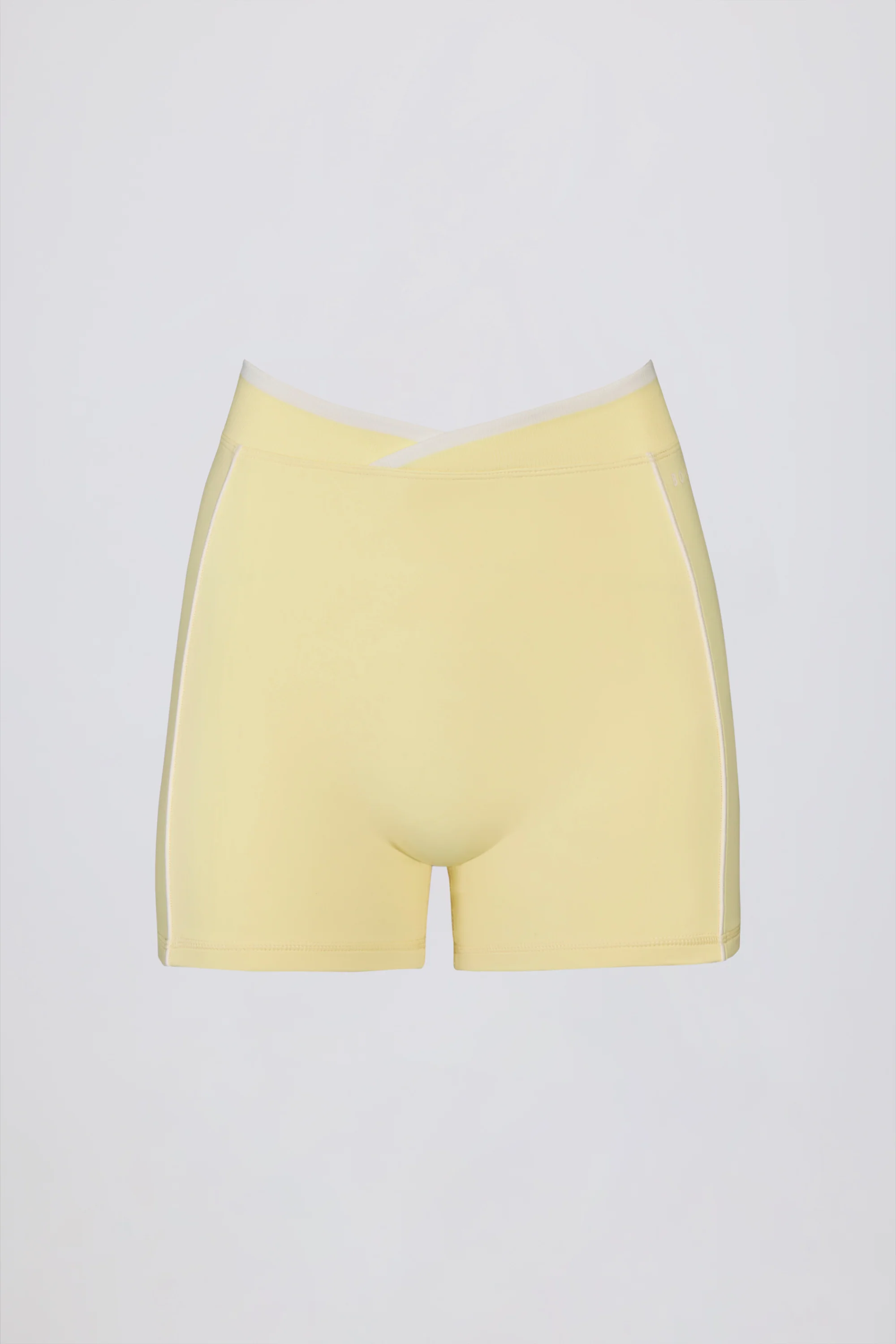 Soft Active Wrapover Contrast Mini Shorts in Soft Yellow - Image 4