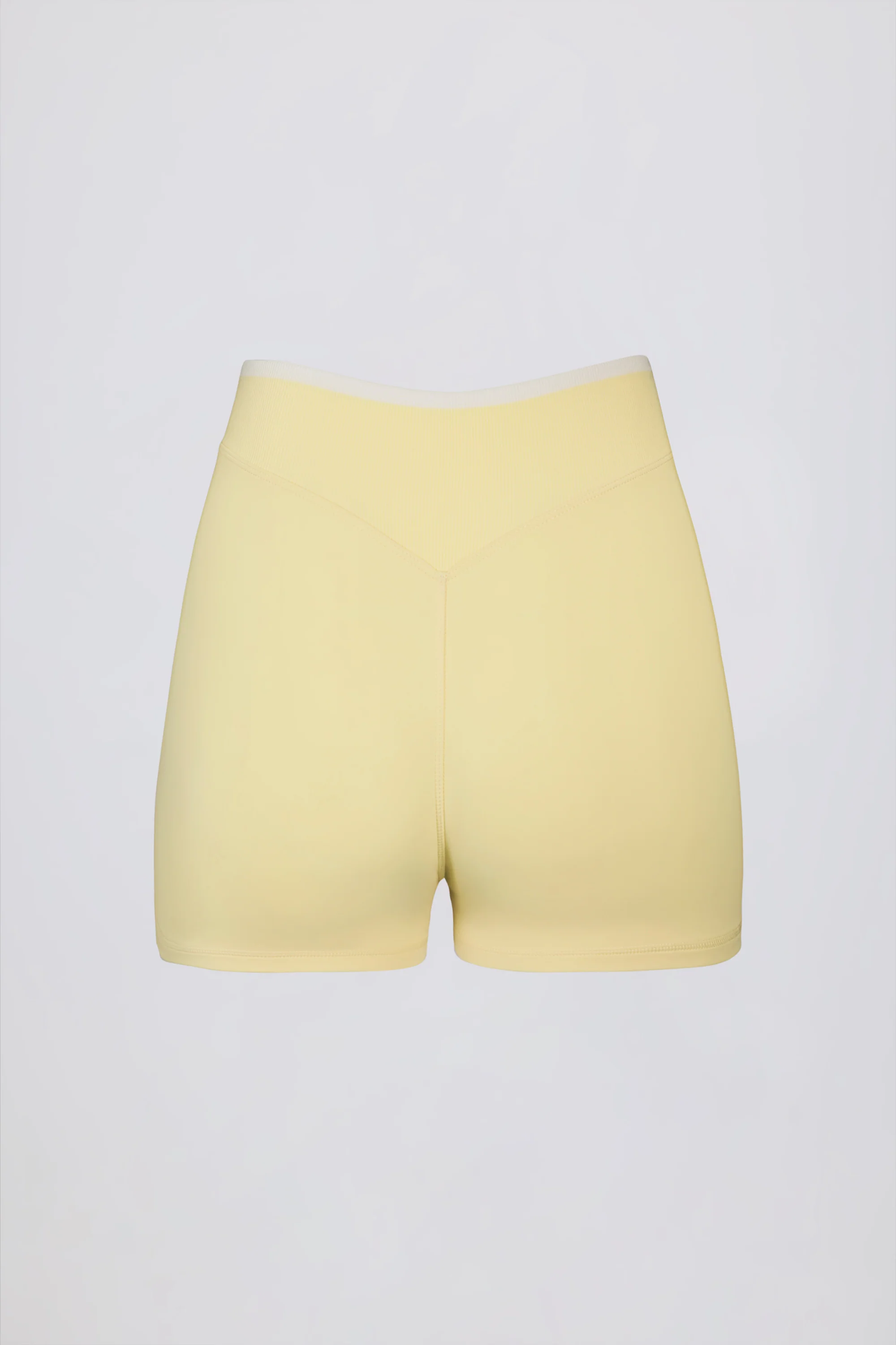 Soft Active Wrapover Contrast Mini Shorts in Soft Yellow - Image 5